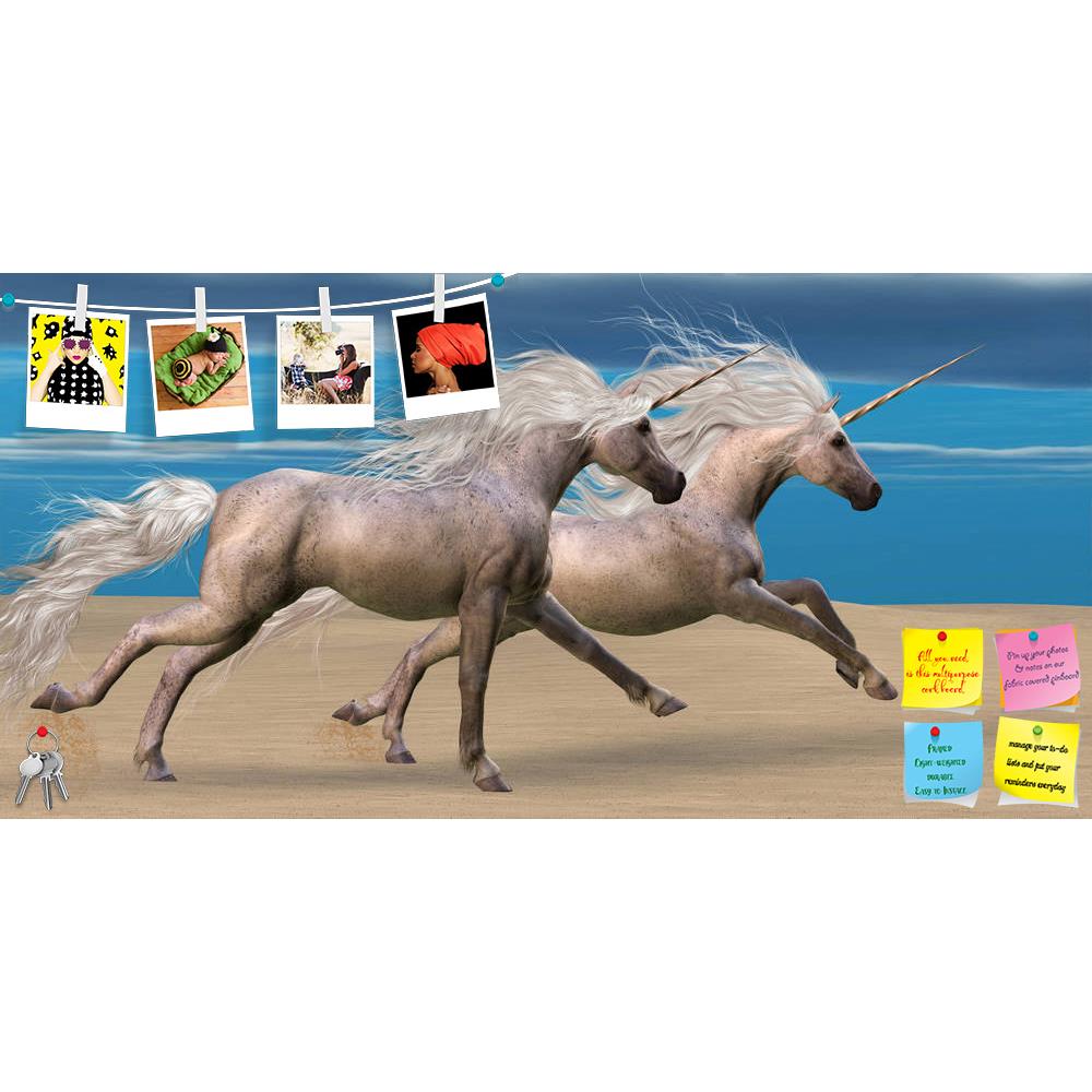 ArtzFolio Two White Unicorn Horses Printed Bulletin Board Notice Pin Board Soft Board | Frameless-Bulletin Boards Frameless-AZSAO16984085BLB_FL_L-Image Code 5001866 Vishnu Image Folio Pvt Ltd, IC 5001866, ArtzFolio, Bulletin Boards Frameless, Animals, Fantasy, Photography, two, white, unicorn, horses, printed, bulletin, board, notice, pin, soft, frameless, unicorns, gallop, together, desert, pin up board, push pin board, extra large cork board, big pin board, notice board, small bulletin board, cork board, 