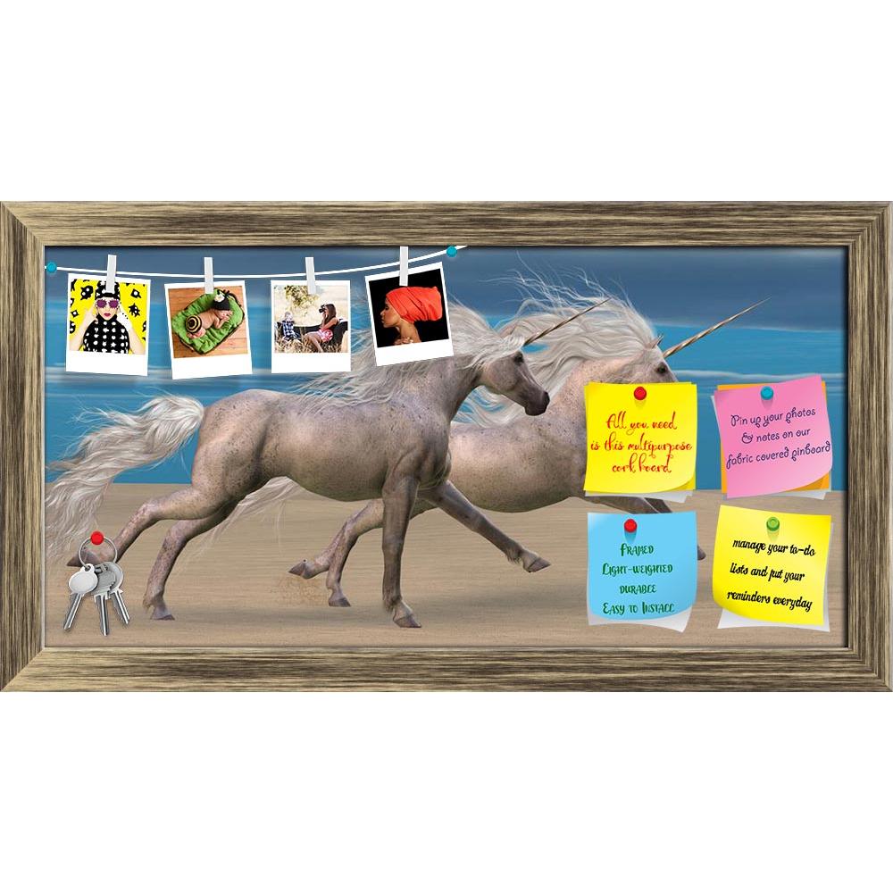 ArtzFolio Two White Unicorn Horses Printed Bulletin Board Notice Pin Board Soft Board | Framed-Bulletin Boards Framed-AZSAO16984085BLB_FR_L-Image Code 5001866 Vishnu Image Folio Pvt Ltd, IC 5001866, ArtzFolio, Bulletin Boards Framed, Animals, Fantasy, Photography, two, white, unicorn, horses, printed, bulletin, board, notice, pin, soft, framed, unicorns, gallop, together, desert, pin up board, push pin board, extra large cork board, big pin board, notice board, small bulletin board, cork board, wall notice 