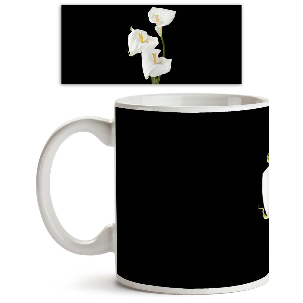 ArtzFolio White Calla Lilies On A Dark Background Ceramic Coffee Tea Mug Inside White-Coffee Mugs-AZKIT17134468MUG_L-Image Code 5001886 Vishnu Image Folio Pvt Ltd, IC 5001886, ArtzFolio, Coffee Mugs, Floral, Photography, white, calla, lilies, on, a, dark, background, ceramic, coffee, tea, mug, inside, vertical, image, three, coffee mugs with logo, promotional mugs, bulk coffee mug, office mugs, amazonbasics, custom coffee mugs, custom ceramic mugs, 11ounce ceramic coffee mug, coffee cup gift, tea mug, promo