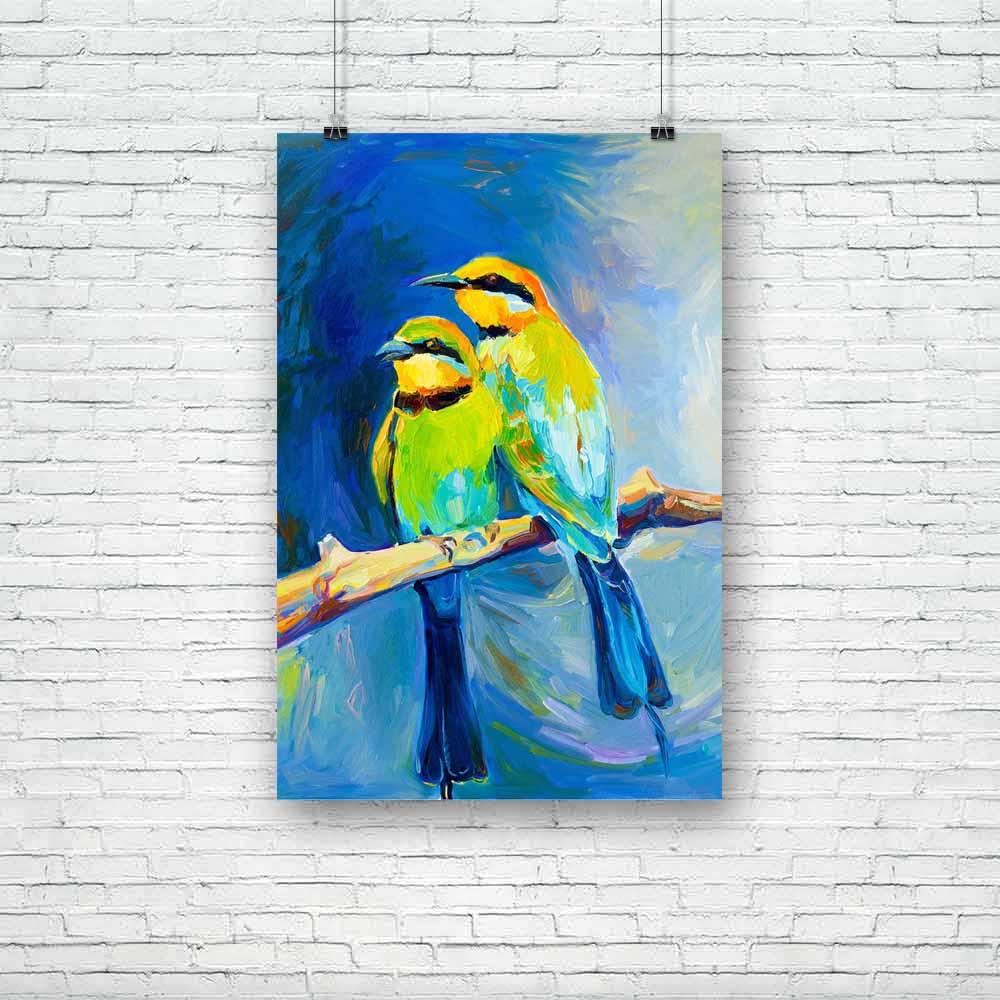 Blue Tailed Bee Eaters D1 Unframed Paper Poster-Paper Posters Unframed-POS_UN-IC 5001890 IC 5001890, Abstract Expressionism, Abstracts, Animals, Art and Paintings, Asian, Birds, Black, Black and White, Drawing, Impressionism, Modern Art, Nature, Paintings, Scenic, Semi Abstract, Sketches, Tropical, White, Wildlife, blue, tailed, bee, eaters, d1, unframed, paper, poster, oil, painting, canvas, abstract, animal, art, asia, avian, background, beak, bird, branch, brown, closeup, color, colorful, conservation, c