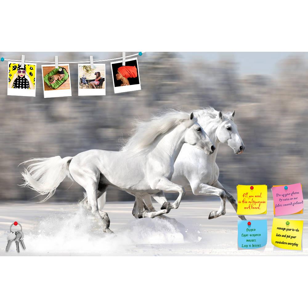 ArtzFolio Two White Horses In Winter Printed Bulletin Board Notice Pin Board Soft Board | Frameless-Bulletin Boards Frameless-AZSAO17305679BLB_FL_L-Image Code 5001921 Vishnu Image Folio Pvt Ltd, IC 5001921, ArtzFolio, Bulletin Boards Frameless, Animals, Photography, two, white, horses, in, winter, printed, bulletin, board, notice, pin, soft, frameless, run, gallop, fast, pin up board, push pin board, extra large cork board, big pin board, notice board, small bulletin board, cork board, wall notice board, gi