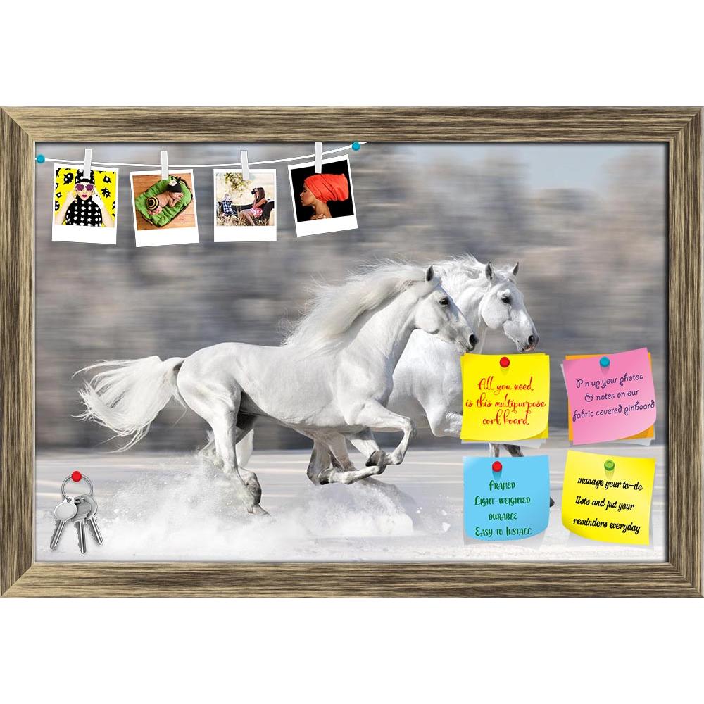 ArtzFolio Two White Horses In Winter Printed Bulletin Board Notice Pin Board Soft Board | Framed-Bulletin Boards Framed-AZSAO17305679BLB_FR_L-Image Code 5001921 Vishnu Image Folio Pvt Ltd, IC 5001921, ArtzFolio, Bulletin Boards Framed, Animals, Photography, two, white, horses, in, winter, printed, bulletin, board, notice, pin, soft, framed, run, gallop, fast, pin up board, push pin board, extra large cork board, big pin board, notice board, small bulletin board, cork board, wall notice board, giant cork boa