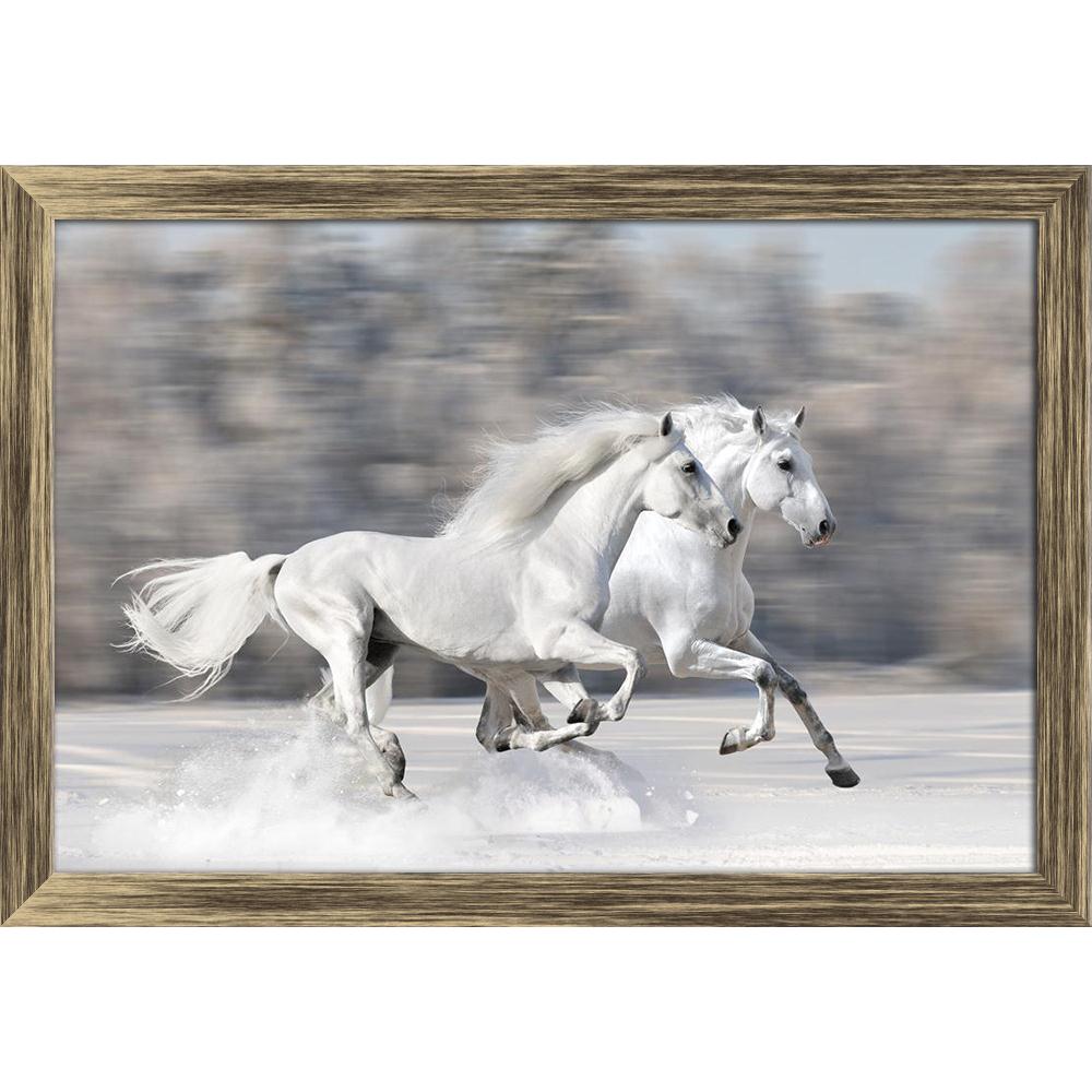 Pitaara Box Two White Horses In Winter Canvas Painting Synthetic Frame-Paintings Synthetic Framing-PBART17305679AFF_FW_L-Image Code 5001921 Vishnu Image Folio Pvt Ltd, IC 5001921, Pitaara Box, Paintings Synthetic Framing, Animals, Photography, two, white, horses, in, winter, canvas, painting, synthetic, frame, run, gallop, fast, framed canvas print, wall painting for living room with frame, canvas painting for living room, artzfolio, poster, framed canvas painting, wall painting with frame, canvas painting 