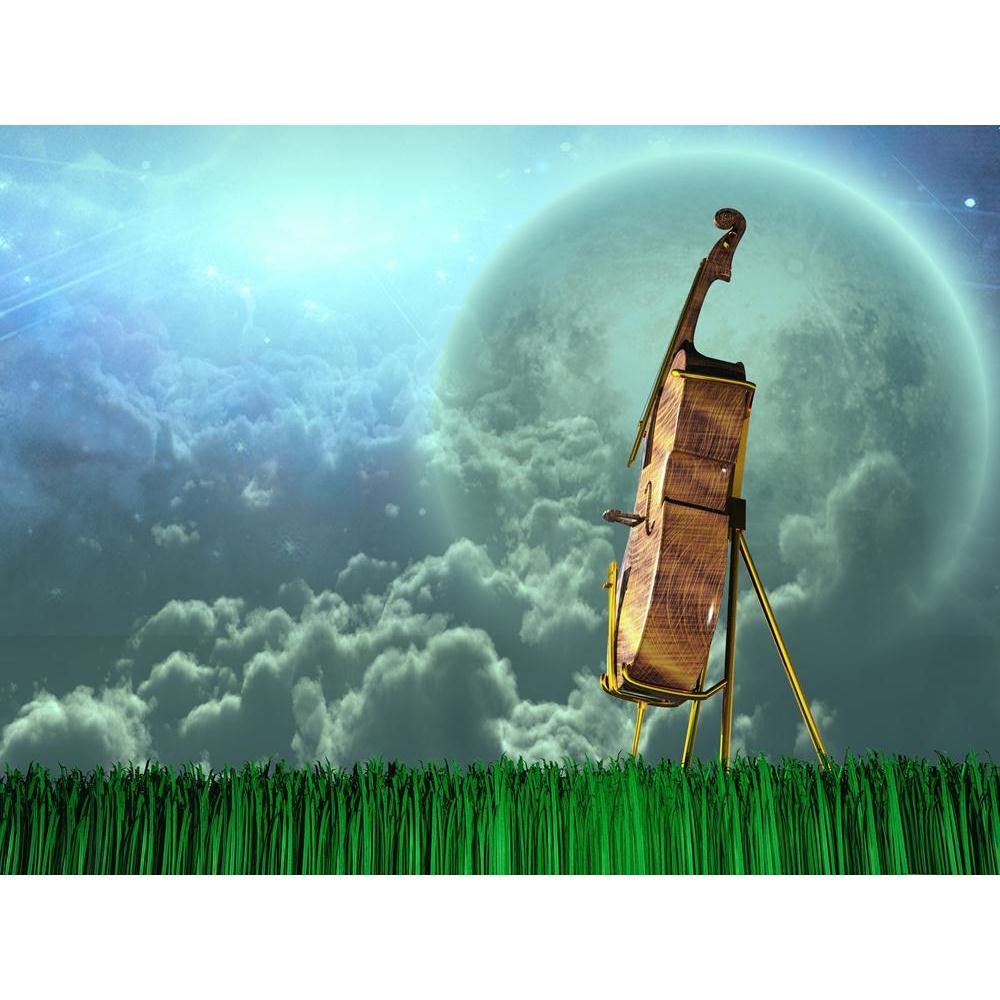Cello In Dream Like Landscape Canvas Painting Synthetic Frame-Paintings MDF Framing-AFF_FR-IC 5001932 IC 5001932, Abstract Expressionism, Abstracts, Art and Paintings, Cities, City Views, Fantasy, Illustrations, Landscapes, Music, Music and Dance, Music and Musical Instruments, Musical Instruments, Nature, Realism, Religion, Religious, Scenic, Semi Abstract, Space, Spiritual, Stars, Surrealism, Wooden, cello, in, dream, like, landscape, canvas, painting, synthetic, frame, abstract, air, art, artistic, backg