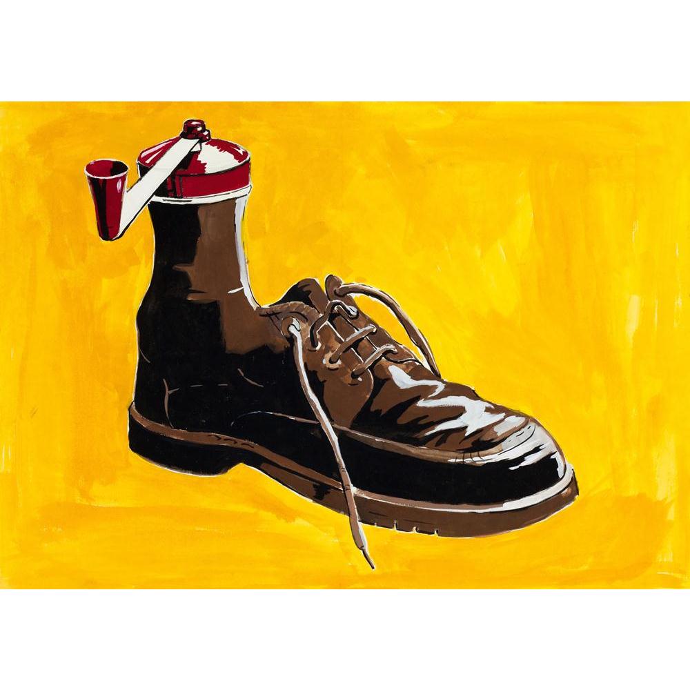 Abstract Water Color Of A Shoe & Coffee Mill Canvas Painting Synthetic Frame - Paintings MDF Framing - ArtzFolio.com