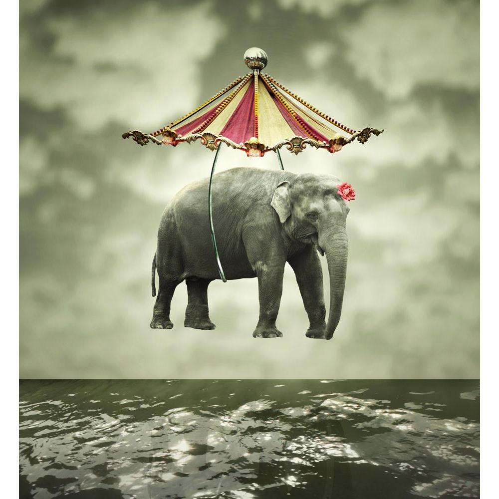 Flying Elephant With Circus Tent Above The Water Canvas Painting Synthetic Frame-Paintings MDF Framing-AFF_FR-IC 5001954 IC 5001954, Art and Paintings, Collages, Fantasy, Realism, Surrealism, flying, elephant, with, circus, tent, above, the, water, canvas, painting, synthetic, frame, surreal, visionary, art, artistic, background, beautiful, cloud, collage, colorful, composition, creativity, dreamy, fanciful, flight, imagination, imagine, invention, inventive, joy, joyful, light, mammal, pachyderm, reflectio