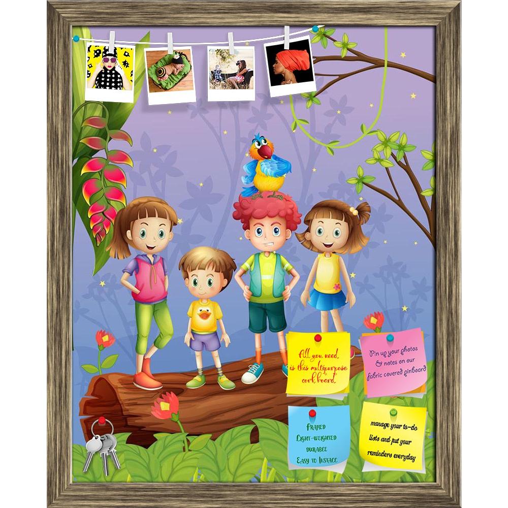 ArtzFolio Children With Colorful Parrot Printed Bulletin Board Notice Pin Board Soft Board | Framed-Bulletin Boards Framed-AZSAO17524737BLB_FR_L-Image Code 5001960 Vishnu Image Folio Pvt Ltd, IC 5001960, ArtzFolio, Bulletin Boards Framed, Kids, Digital Art, children, with, colorful, parrot, printed, bulletin, board, notice, pin, soft, framed, illustration, four, one, forest, pin up board, push pin board, extra large cork board, big pin board, notice board, small bulletin board, cork board, wall notice board