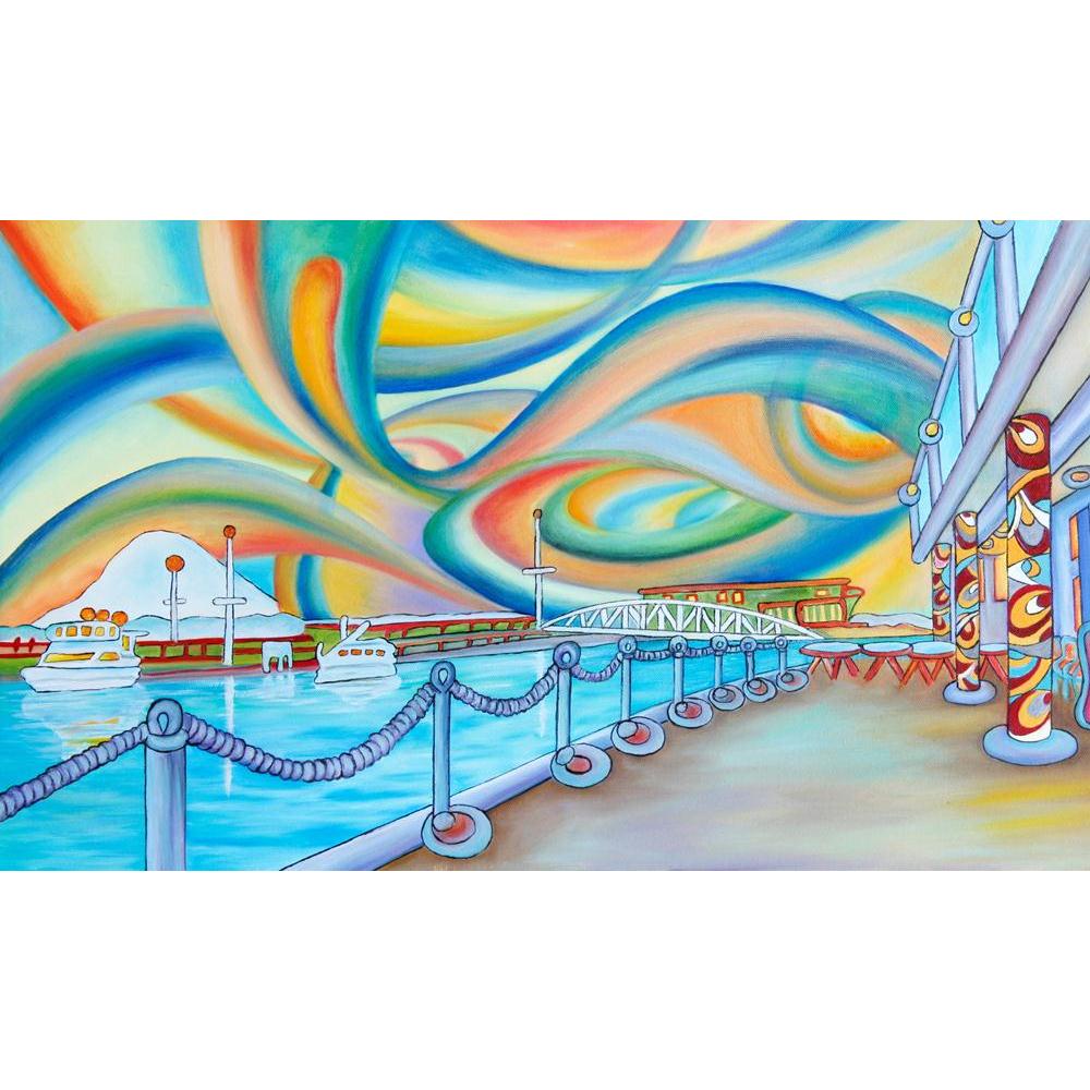 Seattle Waterfront Mt Rainier Washington Canvas Painting Synthetic Frame-Paintings MDF Framing-AFF_FR-IC 5001986 IC 5001986, Abstract Expressionism, Abstracts, Art and Paintings, Cities, City Views, Modern Art, Paintings, Semi Abstract, seattle, waterfront, mt, rainier, washington, canvas, painting, synthetic, frame, abstract, art, blue, bright, buildings, city, colorful, concept, happy, modern, oils, pier, puget, sound, sky, street, sun, unique, water, artzfolio, wall decor for living room, wall frames for