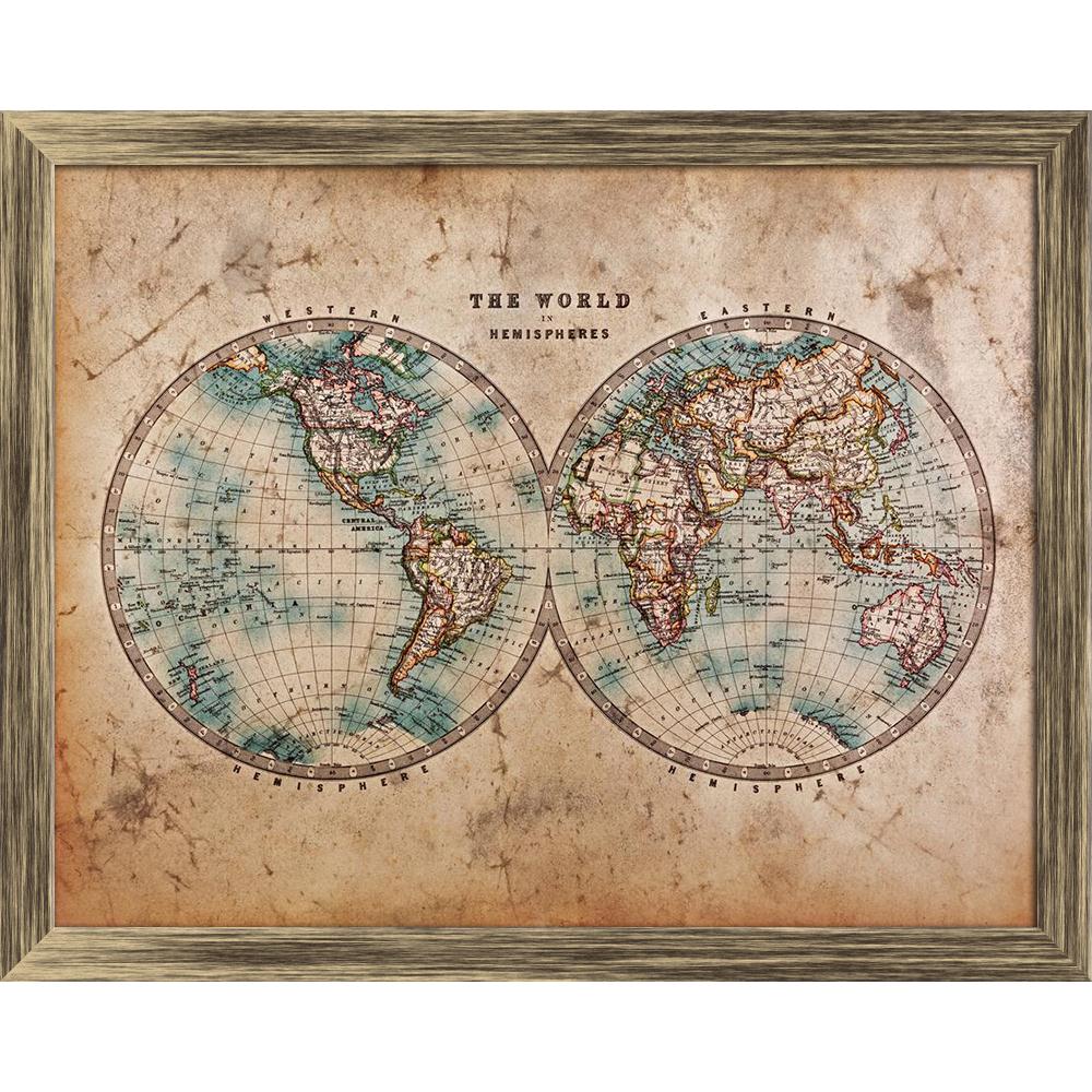 Pitaara Box Mid 1800s Old World Map Western & Eastern Hemispheres Canvas Painting Synthetic Frame-Paintings Synthetic Framing-PBART17727214AFF_FW_L-Image Code 5002007 Vishnu Image Folio Pvt Ltd, IC 5002007, Pitaara Box, Paintings Synthetic Framing, Historical, Places, Vintage, Photography, mid, 1800s, old, world, map, western, eastern, hemispheres, canvas, painting, synthetic, frame, a, genuine, stained, dated, from, 1800's, showing, hand, colouring, framed canvas print, wall painting for living room with f