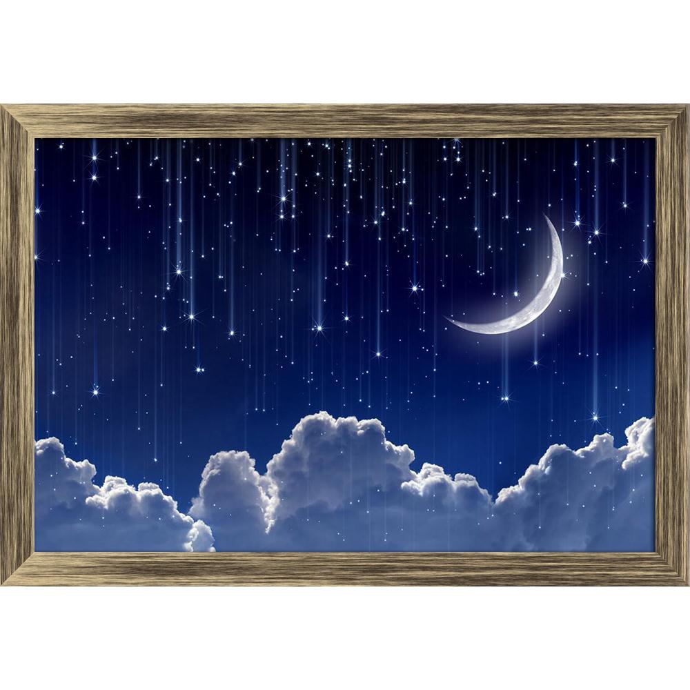 Starry Night Sky With Moon Painting