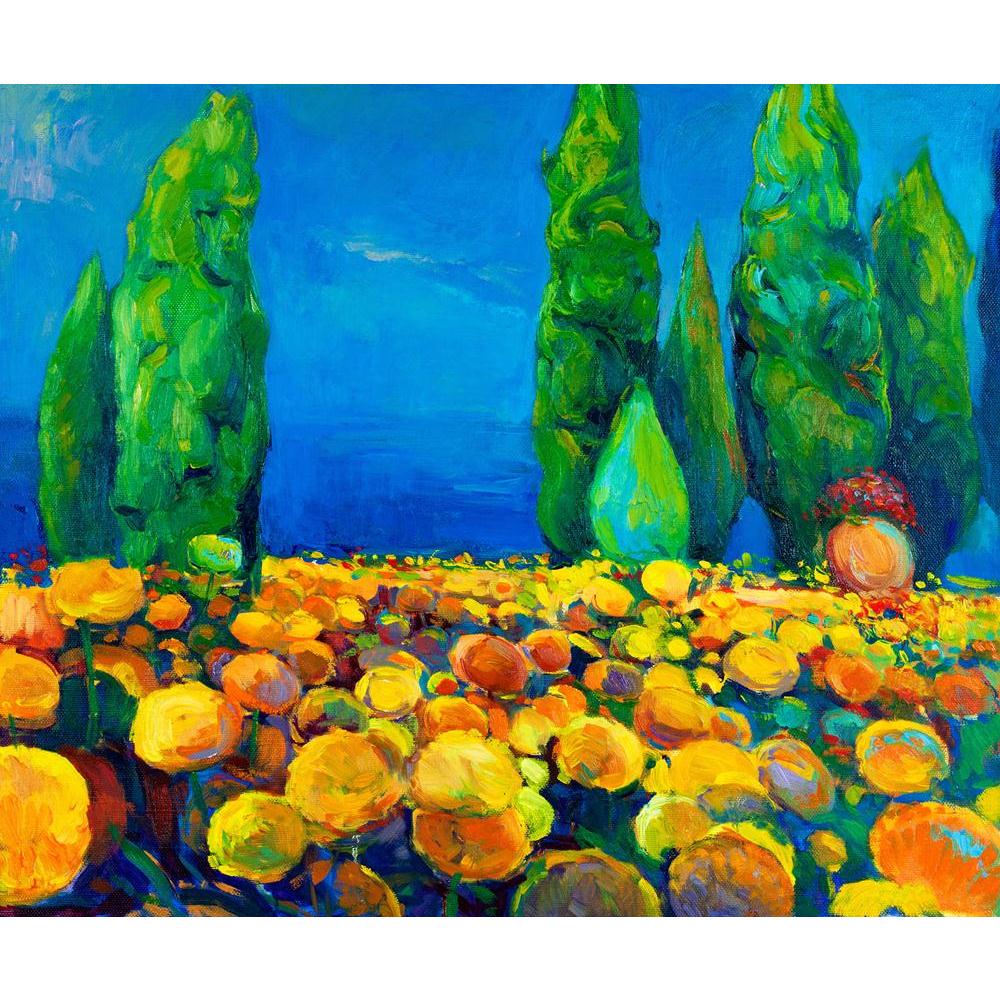 Artwork Of Green Trees & Yellow Flowers Canvas Painting Synthetic Frame-Paintings MDF Framing-AFF_FR-IC 5002025 IC 5002025, Abstract Expressionism, Abstracts, Art and Paintings, Black and White, Botanical, Countries, Decorative, Drawing, Floral, Flowers, Illustrations, Impressionism, Landscapes, Modern Art, Mountains, Nature, Paintings, Patterns, Scenic, Semi Abstract, Signs, Signs and Symbols, White, artwork, of, green, trees, yellow, canvas, painting, synthetic, frame, oil, abstract, acrylic, art, artist,