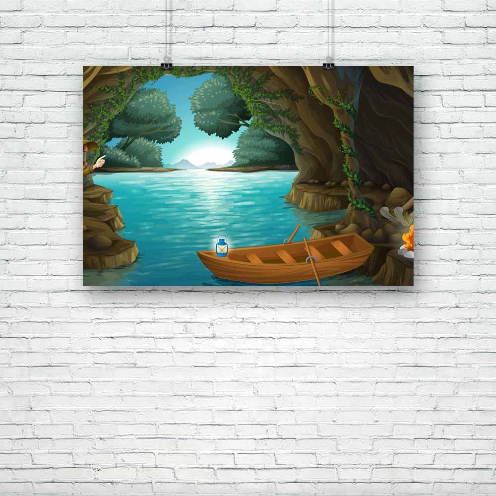 Young Girl & Boy Inside The Cave Unframed Paper Poster-Paper Posters Unframed-POS_UN-IC 5002049 IC 5002049, Baby, Boats, Children, Digital, Digital Art, Drawing, Graphic, Illustrations, Kids, Marble and Stone, Mountains, Nautical, People, young, girl, boy, inside, the, cave, unframed, paper, poster, camping, activity, blue, boat, camp, campfire, child, cub, female, fire, forest, fun, gentleman, habitat, hills, human, illustration, image, kid, lady, lamp, lantern, little, male, man, mountain, paddle, plants,