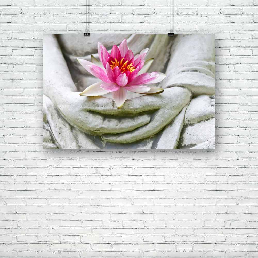 Buddha Hands Holding Flower Unframed Paper Poster-Paper Posters Unframed-POS_UN-IC 5002056 IC 5002056, Art and Paintings, Asian, Black and White, Botanical, Buddhism, Chinese, Culture, Ethnic, Floral, Flowers, God Buddha, Indian, Japanese, Marble and Stone, Nature, Religion, Religious, Signs and Symbols, Spiritual, Symbols, Traditional, Tribal, White, World Culture, buddha, hands, holding, flower, unframed, paper, poster, zen, wisdom, lotus, meditation, art, asia, background, balance, bamboo, china, close, 