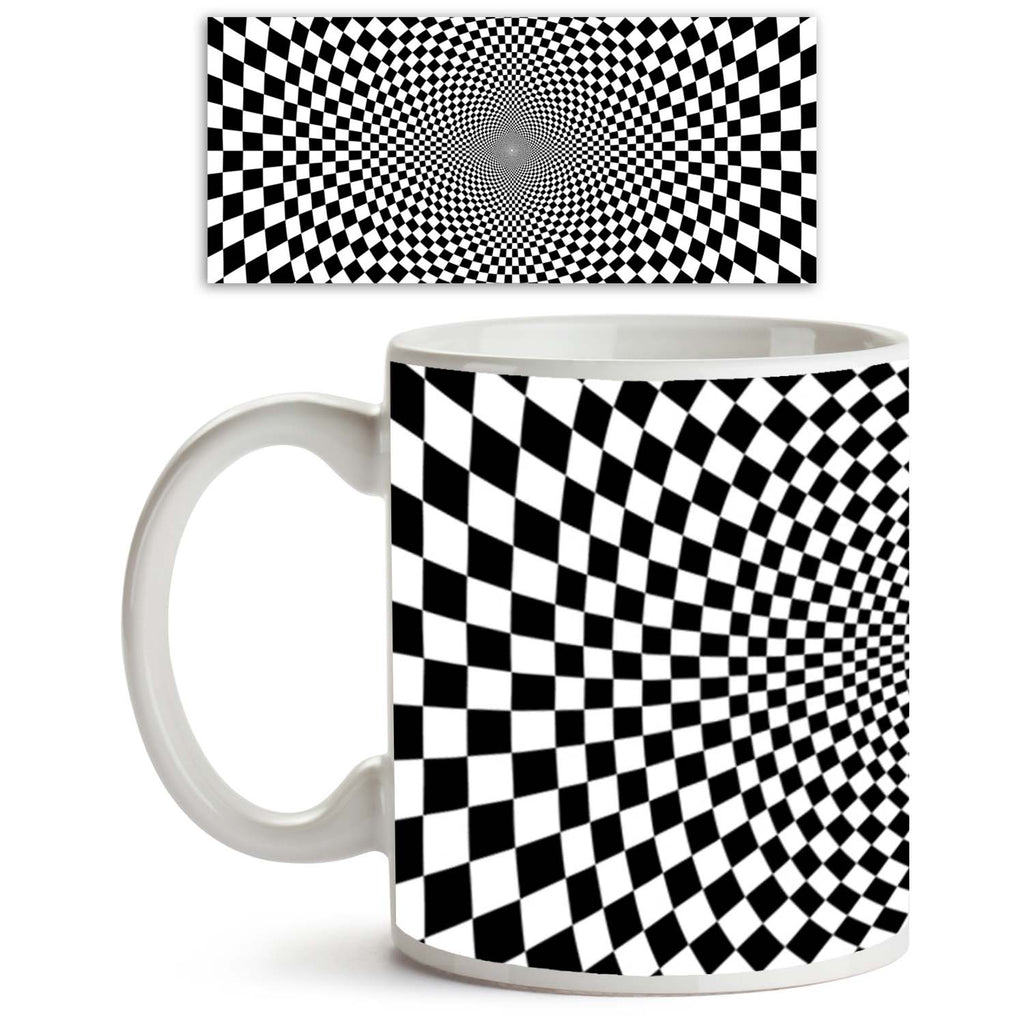 Black & White Chess Ceramic Coffee Tea Mug Inside White-Coffee Mugs-MUG-IC 5002059 IC 5002059, Abstract Expressionism, Abstracts, Art and Paintings, Black, Black and White, Check, Circle, Decorative, Illustrations, Patterns, Perspective, Semi Abstract, Signs, Signs and Symbols, White, chess, ceramic, coffee, tea, mug, inside, optical, illusion, abstract, art, backdrop, background, border, checkers, checks, chequered, decor, decoration, design, dungeon, empty, exhibition, floor, glossy, group, interior, magi