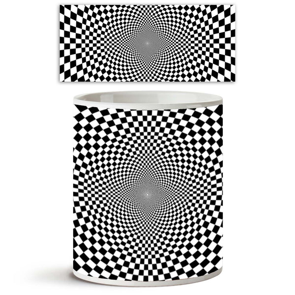 Black & White Chess Ceramic Coffee Tea Mug Inside White-Coffee Mugs-MUG-IC 5002059 IC 5002059, Abstract Expressionism, Abstracts, Art and Paintings, Black, Black and White, Check, Circle, Decorative, Illustrations, Patterns, Perspective, Semi Abstract, Signs, Signs and Symbols, White, chess, ceramic, coffee, tea, mug, inside, optical, illusion, abstract, art, backdrop, background, border, checkers, checks, chequered, decor, decoration, design, dungeon, empty, exhibition, floor, glossy, group, interior, magi