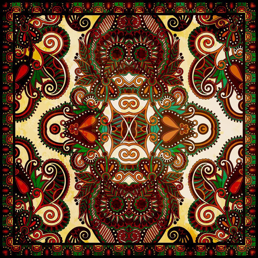 Ornamental Floral Paisley Bandanna Canvas Painting Synthetic Frame-Paintings MDF Framing-AFF_FR-IC 5002067 IC 5002067, Abstract Expressionism, Abstracts, Art and Paintings, Botanical, Culture, Ethnic, Fashion, Floral, Flowers, Hand Drawn, Illustrations, Nature, Paisley, Patterns, Persian, Pets, Retro, Semi Abstract, Signs, Signs and Symbols, Traditional, Tribal, World Culture, ornamental, bandanna, canvas, painting, synthetic, frame, abstract, art, artistic, background, border, carpet, cotton, cushion, deco