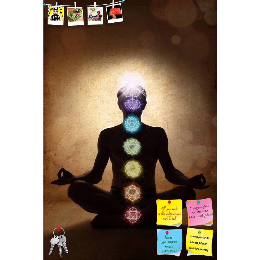 ArtzFolio Man In Lotus Pose With Chakra Symbols Printed Bulletin Board Notice Pin Board Soft Board | Frameless-Bulletin Boards Frameless-AZSAO18027560BLB_FL_L-Image Code 5002072 Vishnu Image Folio Pvt Ltd, IC 5002072, ArtzFolio, Bulletin Boards Frameless, Religious, Traditional, Digital Art, man, in, lotus, pose, with, chakra, symbols, printed, bulletin, board, notice, pin, soft, frameless, yoga, pin up board, push pin board, extra large cork board, big pin board, notice board, small bulletin board, cork bo