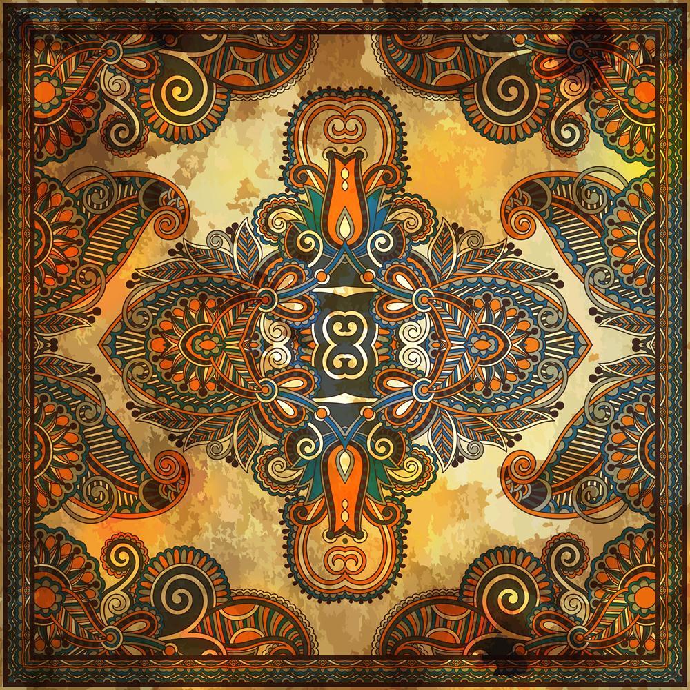 Ornamental Floral Paisley Bandanna Canvas Painting Synthetic Frame-Paintings MDF Framing-AFF_FR-IC 5002080 IC 5002080, Abstract Expressionism, Abstracts, Art and Paintings, Botanical, Culture, Ethnic, Fashion, Floral, Flowers, Hand Drawn, Illustrations, Nature, Paisley, Patterns, Persian, Pets, Retro, Semi Abstract, Signs, Signs and Symbols, Traditional, Tribal, World Culture, ornamental, bandanna, canvas, painting, synthetic, frame, abstract, art, artistic, background, border, carpet, cotton, cushion, deco