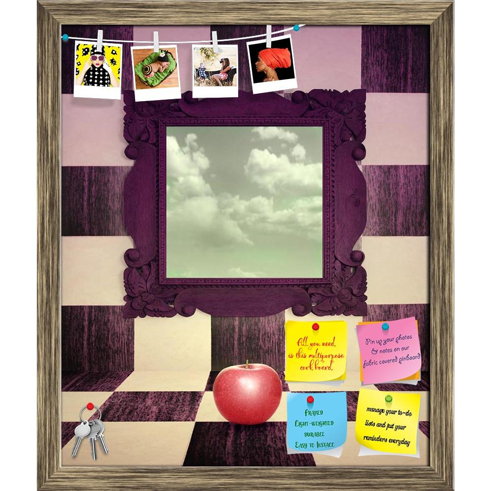 ArtzFolio Surreal Artwork D5 Printed Bulletin Board Notice Pin Board Soft Board | Framed-Bulletin Boards Framed-AZSAO18307071BLB_FR_L-Image Code 5002133 Vishnu Image Folio Pvt Ltd, IC 5002133, ArtzFolio, Bulletin Boards Framed, Surrealism, Digital Art, surreal, artwork, d5, printed, bulletin, board, notice, pin, soft, framed, image, representing, red, apple, center, space, mirror, that, reflected, cloudy, sky, pin up board, push pin board, extra large cork board, big pin board, notice board, small bulletin 