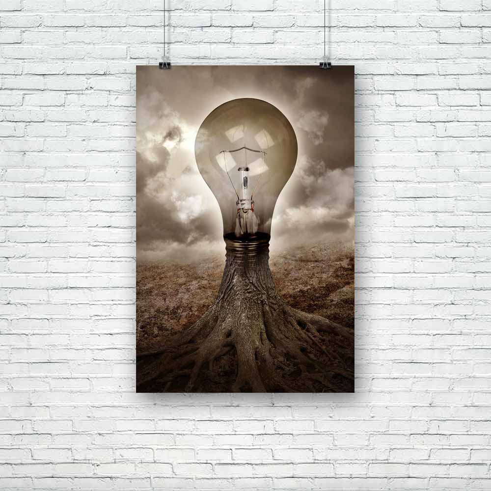 A Light Bulb Is Growing As A Tree Unframed Paper Poster - Paper Posters Unframed - ArtzFolio.com