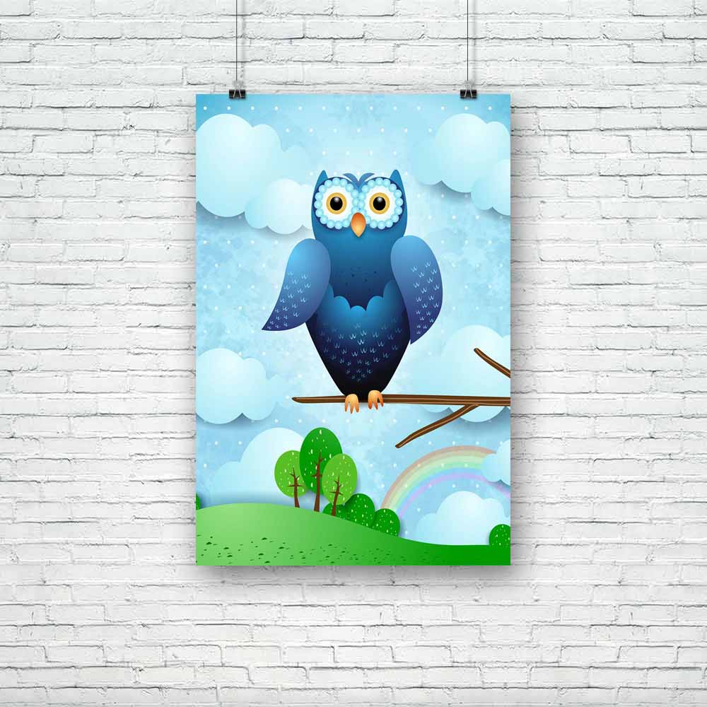 Owl & Countryside Unframed Paper Poster-Paper Posters Unframed-POS_UN-IC 5002235 IC 5002235, Abstract Expressionism, Abstracts, Ancient, Animals, Animated Cartoons, Art and Paintings, Baby, Birds, Caricature, Cartoons, Children, Fantasy, Historical, Illustrations, Kids, Landscapes, Medieval, Nature, Retro, Scenic, Semi Abstract, Signs and Symbols, Symbols, Vintage, Wildlife, owl, countryside, unframed, paper, poster, abstract, animal, art, avian, background, bird, branch, cartoon, childish, cloud, clouds, c