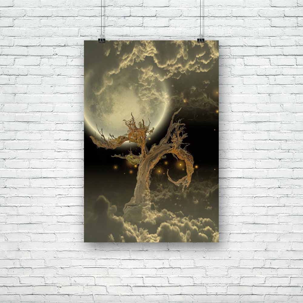 Tree Moon & Stars Unframed Paper Poster-Paper Posters Unframed-POS_UN-IC 5002237 IC 5002237, Astronomy, Cosmology, Fantasy, Illustrations, Landscapes, Nature, Scenic, Signs, Signs and Symbols, Space, Spiritual, Stars, tree, moon, unframed, paper, poster, landscape, background, beautiful, beauty, bright, calm, celestial, cloud, clouds, cloudscape, color, cosmos, decoration, design, dramatic, dream, dusk, fantastic, fog, full, glow, glowing, heaven, heavenly, horizon, horizontal, idyllic, illustration, light,