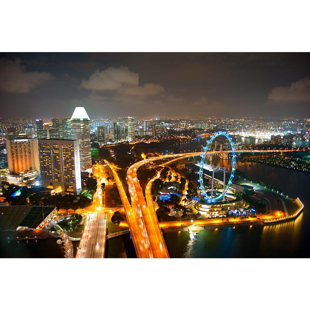 Aerial View Of Singapore With Singapore Flyer Canvas Painting Synthetic Frame - Paintings MDF Framing - ArtzFolio.com