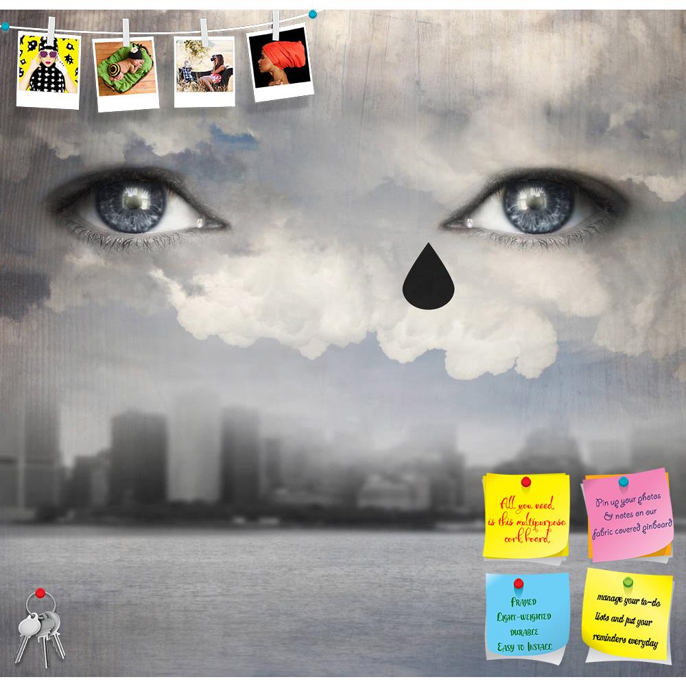 ArtzFolio Two Human Eyes Crying Up From The Clouds Printed Bulletin Board Notice Pin Board Soft Board | Frameless-Bulletin Boards Frameless-AZSAO19291057BLB_FL_L-Image Code 5002280 Vishnu Image Folio Pvt Ltd, IC 5002280, ArtzFolio, Bulletin Boards Frameless, Conceptual, Vintage, Digital Art, two, human, eyes, crying, up, from, the, clouds, printed, bulletin, board, notice, pin, soft, frameless, surreal, background, representing, modern, skyline, city, water, pin up board, push pin board, extra large cork bo
