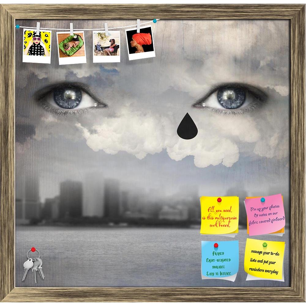 ArtzFolio Two Human Eyes Crying Up From The Clouds Printed Bulletin Board Notice Pin Board Soft Board | Framed-Bulletin Boards Framed-AZSAO19291057BLB_FR_L-Image Code 5002280 Vishnu Image Folio Pvt Ltd, IC 5002280, ArtzFolio, Bulletin Boards Framed, Conceptual, Vintage, Digital Art, two, human, eyes, crying, up, from, the, clouds, printed, bulletin, board, notice, pin, soft, framed, surreal, background, representing, modern, skyline, city, water, pin up board, push pin board, extra large cork board, big pin