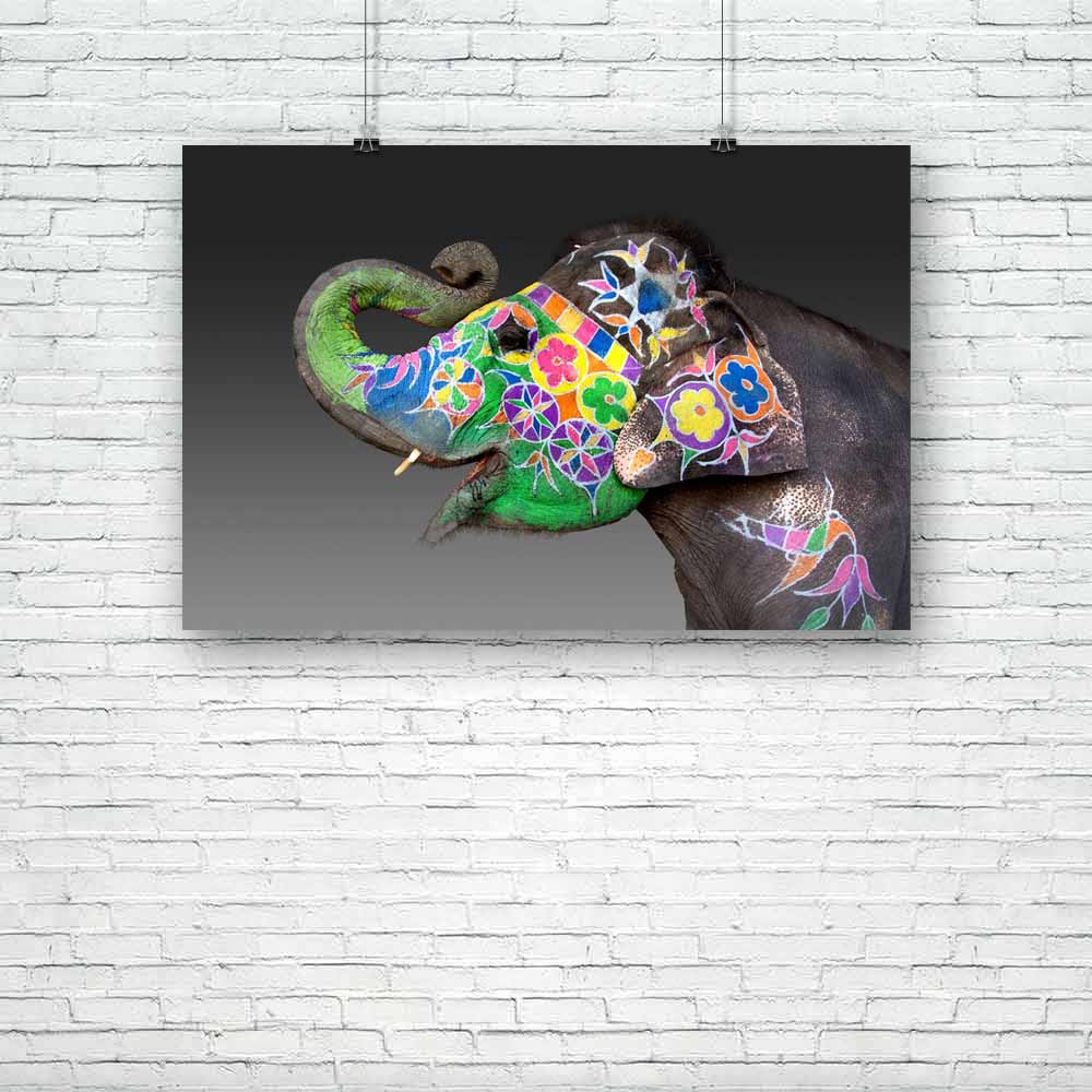Elephant Decorated For Holi In Jaipur India Unframed Paper Poster-Paper Posters Unframed-POS_UN-IC 5002302 IC 5002302, Animals, Festivals, Festivals and Occasions, Festive, Indian, Individuals, Nature, Portraits, Scenic, Wildlife, elephant, decorated, for, holi, in, jaipur, india, unframed, paper, poster, festival, animal, cutout, dangerous, endangered, environment, head, herbivore, huge, ivory, jungle, mammal, natural, pachyderm, portrait, power, powerful, profile, safari, skin, species, strong, trunk, tus