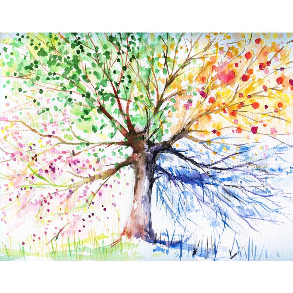 Four Season Tree Picture Canvas Painting Synthetic Frame-Paintings MDF Framing-AFF_FR-IC 5002325 IC 5002325, Abstract Expressionism, Abstracts, Animated Cartoons, Art and Paintings, Black and White, Botanical, Caricature, Cartoons, Floral, Flowers, Illustrations, Landscapes, Nature, Paintings, Scenic, Seasons, Semi Abstract, Signs, Signs and Symbols, Watercolour, White, four, season, tree, picture, canvas, painting, synthetic, frame, abstract, landscape, art, trees, watercolor, elements, silhouette, design,