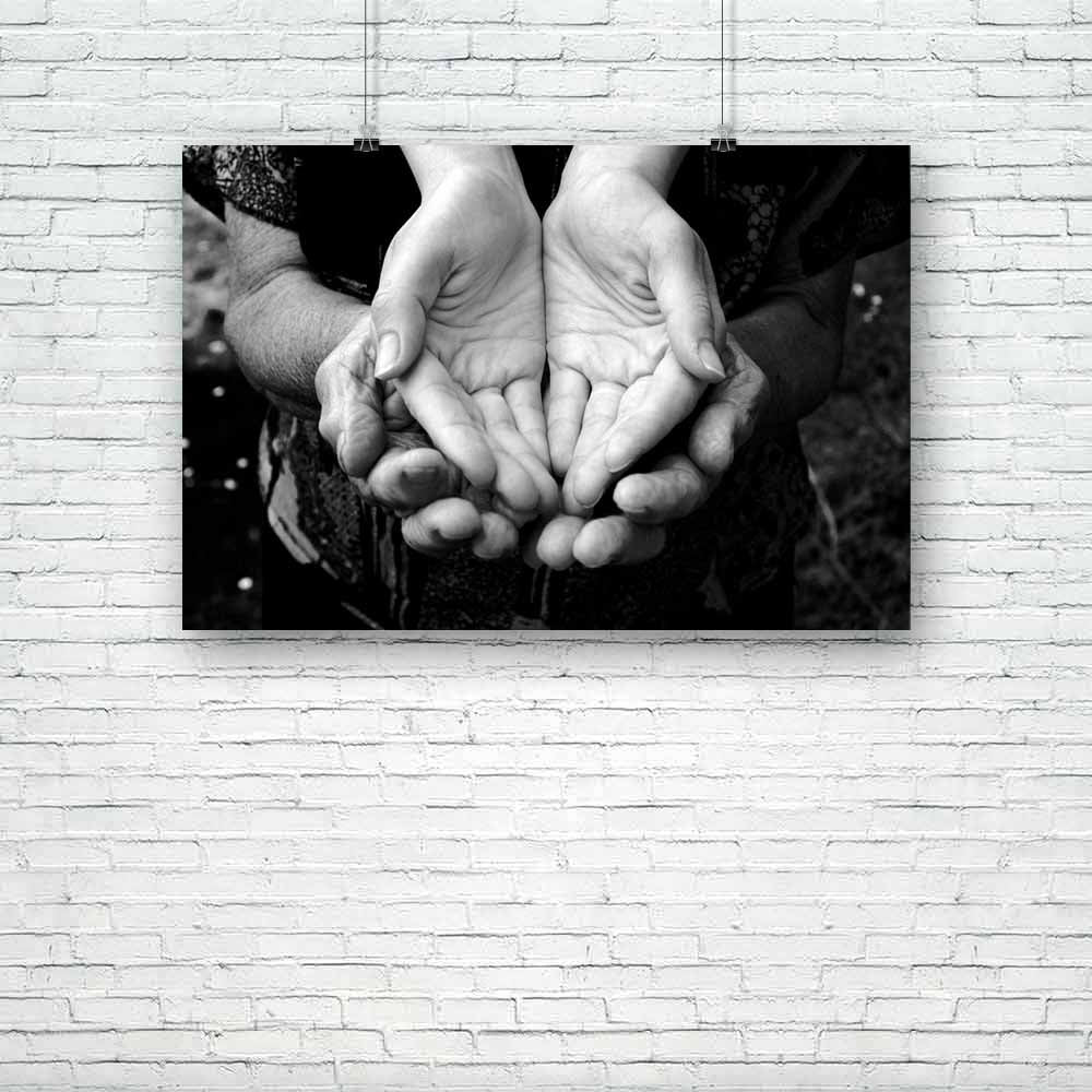 Empty Old & Young Hands Unframed Paper Poster-Paper Posters Unframed-POS_UN-IC 5002330 IC 5002330, Adult, Black, Black and White, Family, Health, Love, Nature, Parents, People, Romance, Scenic, White, empty, old, young, hands, unframed, paper, poster, poverty, care, hope, affection, age, aged, aid, assist, assistance, autumn, beggary, concept, doctor, elderly, fall, finger, friendship, generation, giving, grandmother, grandparent, green, hand, happiness, healthy, help, hold, home, hospital, human, mature, m