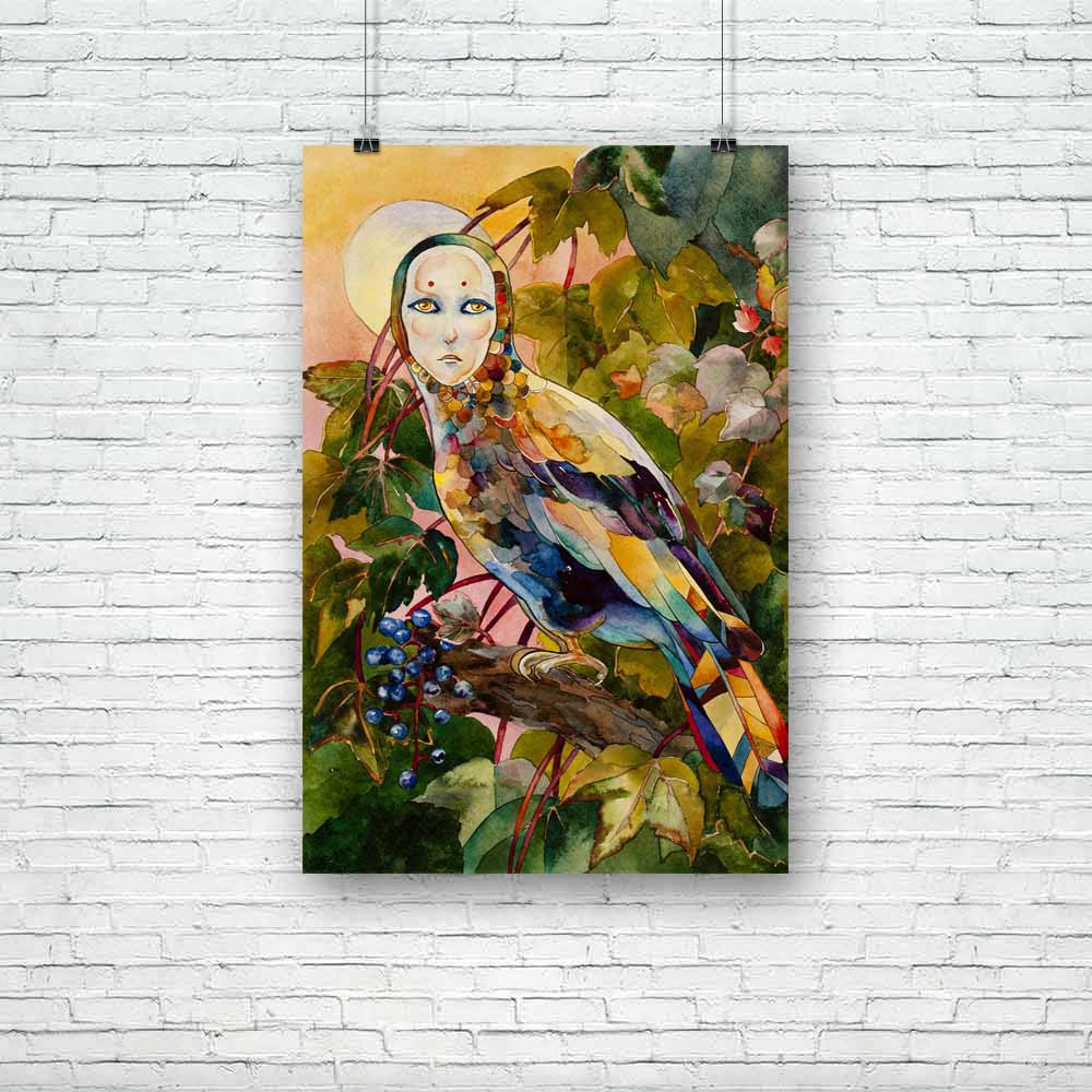 Mythical Bird With Female Face Unframed Paper Poster-Paper Posters Unframed-POS_UN-IC 5002332 IC 5002332, Abstract Expressionism, Abstracts, Art and Paintings, Birds, Botanical, Culture, Digital, Digital Art, Ethnic, Fantasy, Floral, Flowers, Graphic, Illustrations, Nature, Paintings, Patterns, Religion, Religious, Scenic, Seasons, Semi Abstract, Signs, Signs and Symbols, Sunsets, Surrealism, Symbols, Traditional, Tribal, Watercolour, World Culture, mythical, bird, with, female, face, unframed, paper, poste