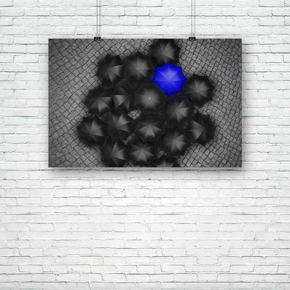 Umbrella Photo D1 Unframed Paper Poster-Paper Posters Unframed-POS_UN-IC 5002368 IC 5002368, Abstract Expressionism, Abstracts, Black, Black and White, Business, Circle, Marble and Stone, Semi Abstract, umbrella, photo, d1, unframed, paper, poster, above, abstract, accessory, background, blue, brick, community, concepts, creativity, crowd, dark, different, group, high, ideas, identity, individual, individuality, leader, leadership, many, multiple, nobody, one, parasol, paved, personal, protection, rain, ren