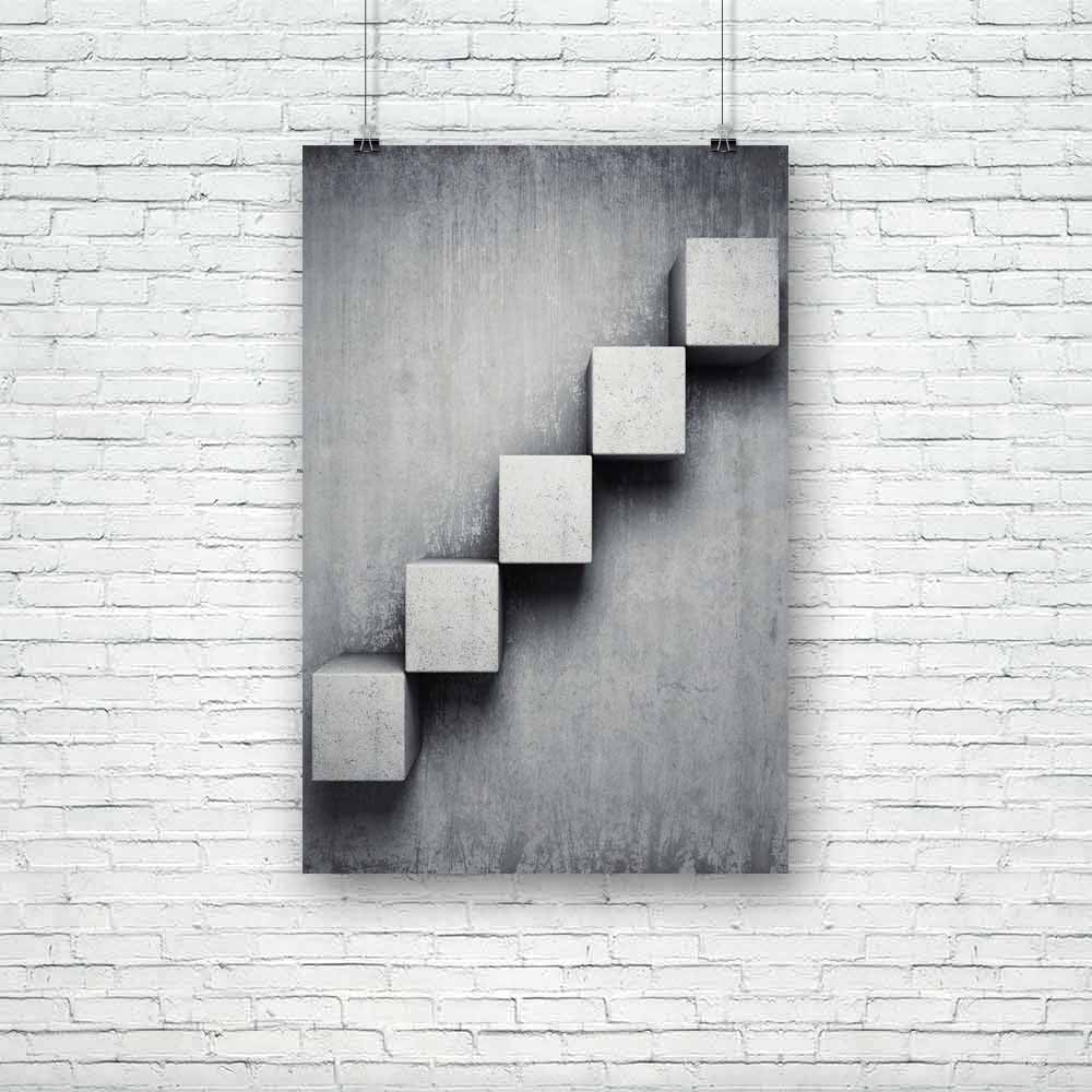 Abstract Concrete Staircase D1 Unframed Paper Poster - Paper Posters Unframed - ArtzFolio.com