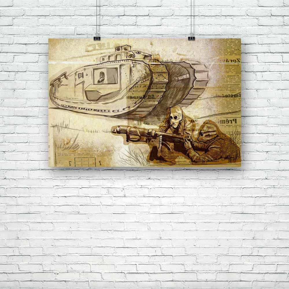Battle Unframed Paper Poster-Paper Posters Unframed-POS_UN-IC 5002377 IC 5002377, Ancient, Art and Paintings, Drawing, Historical, Illustrations, Medieval, Retro, Vintage, battle, unframed, paper, poster, armament, army, soldier, art, artistic, artwork, background, brown, danger, equipment, evil, fight, fighter, first, world, war, force, gas, mask, grunge, gun, history, illustration, machine, men, military, mystic, mystical, old, texture, power, private, raid, sadness, shooting, tank, terror, trenches, vete