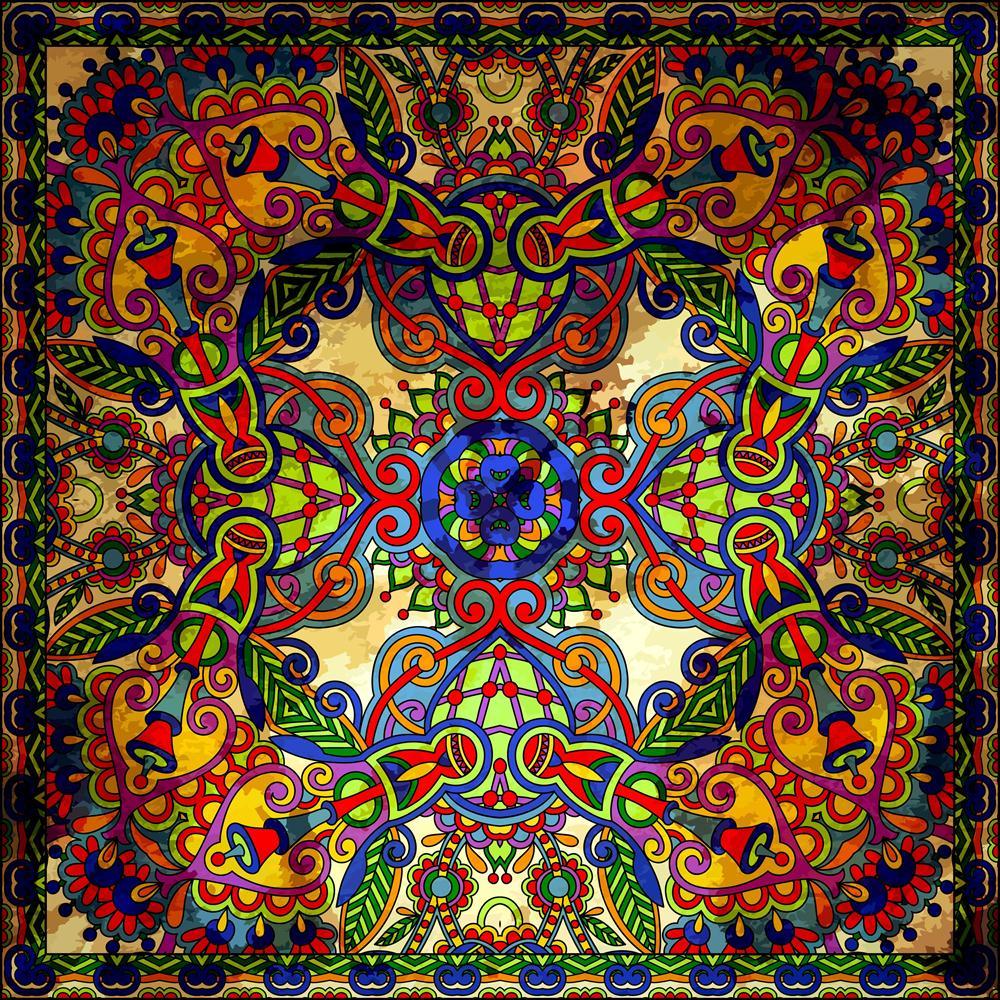 Floral Paisley Bandanna Canvas Painting Synthetic Frame-Paintings MDF Framing-AFF_FR-IC 5002409 IC 5002409, Abstract Expressionism, Abstracts, Art and Paintings, Botanical, Culture, Ethnic, Fashion, Floral, Flowers, Hand Drawn, Illustrations, Nature, Paisley, Patterns, Persian, Pets, Retro, Semi Abstract, Signs, Signs and Symbols, Traditional, Tribal, World Culture, bandanna, canvas, painting, synthetic, frame, abstract, art, artistic, background, border, carpet, cotton, cushion, decoration, design, doodle,