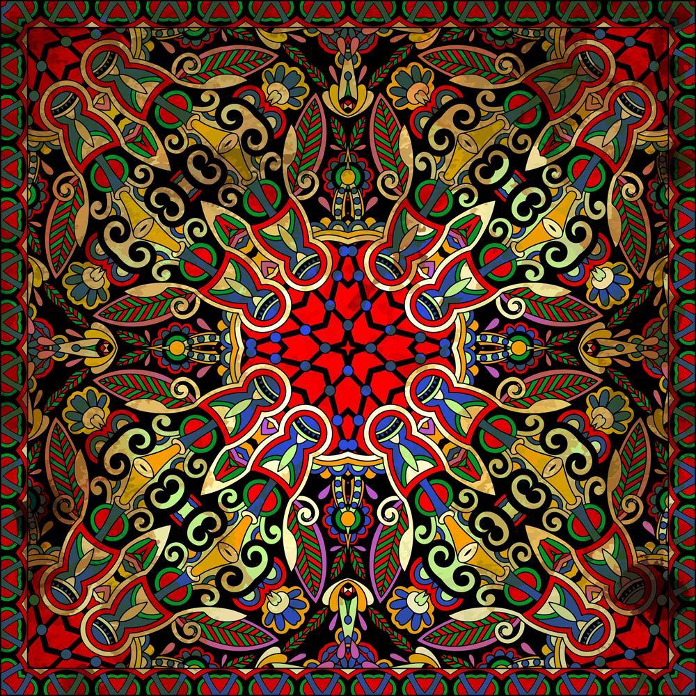 Floral Paisley Bandanna Canvas Painting Synthetic Frame-Paintings MDF Framing-AFF_FR-IC 5002410 IC 5002410, Abstract Expressionism, Abstracts, Art and Paintings, Botanical, Culture, Ethnic, Fashion, Floral, Flowers, Hand Drawn, Illustrations, Nature, Paisley, Patterns, Persian, Pets, Retro, Semi Abstract, Signs, Signs and Symbols, Traditional, Tribal, World Culture, bandanna, canvas, painting, synthetic, frame, abstract, art, artistic, background, border, carpet, cotton, cushion, decoration, design, doodle,