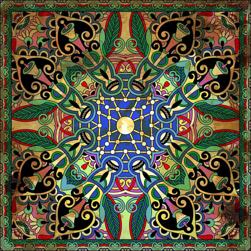 Floral Paisley Bandanna Canvas Painting Synthetic Frame-Paintings MDF Framing-AFF_FR-IC 5002411 IC 5002411, Abstract Expressionism, Abstracts, Art and Paintings, Botanical, Culture, Ethnic, Fashion, Floral, Flowers, Hand Drawn, Illustrations, Nature, Paisley, Patterns, Persian, Pets, Retro, Semi Abstract, Signs, Signs and Symbols, Traditional, Tribal, World Culture, bandanna, canvas, painting, synthetic, frame, abstract, art, artistic, background, border, carpet, cotton, cushion, decoration, design, doodle,