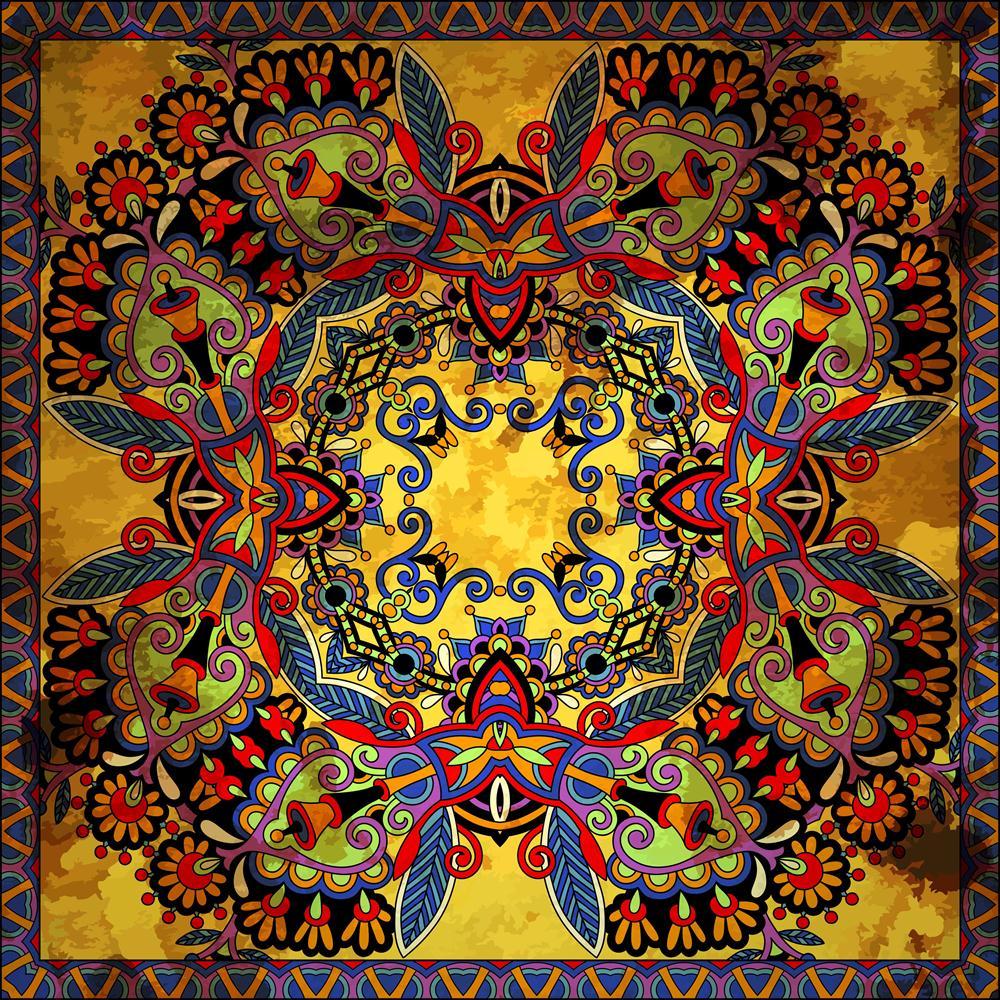 Floral Paisley Bandanna Canvas Painting Synthetic Frame-Paintings MDF Framing-AFF_FR-IC 5002412 IC 5002412, Abstract Expressionism, Abstracts, Art and Paintings, Botanical, Culture, Ethnic, Fashion, Floral, Flowers, Hand Drawn, Illustrations, Nature, Paisley, Patterns, Persian, Pets, Retro, Semi Abstract, Signs, Signs and Symbols, Traditional, Tribal, World Culture, bandanna, canvas, painting, synthetic, frame, abstract, art, artistic, background, border, carpet, cotton, cushion, decoration, design, doodle,
