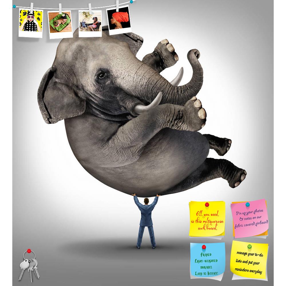 ArtzFolio Businessman Lifting A Huge Elephant Printed Bulletin Board Notice Pin Board Soft Board | Frameless-Bulletin Boards Frameless-AZSAO20235023BLB_FL_L-Image Code 5002423 Vishnu Image Folio Pvt Ltd, IC 5002423, ArtzFolio, Bulletin Boards Frameless, Animals, Conceptual, Kids, Digital Art, businessman, lifting, a, huge, elephant, printed, bulletin, board, notice, pin, soft, frameless, leadership, solutions, business, concept, take, charge, as, symbol, strong, leader, courage, determination, release, powe