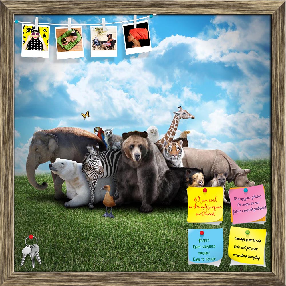 ArtzFolio Group Of Animals Printed Bulletin Board Notice Pin Board Soft Board | Framed-Bulletin Boards Framed-AZSAO20235498BLB_FR_L-Image Code 5002424 Vishnu Image Folio Pvt Ltd, IC 5002424, ArtzFolio, Bulletin Boards Framed, Animals, Kids, Photography, group, of, printed, bulletin, board, notice, pin, soft, framed, a, together, nature, background, text, area, range, elephant, zebra, bear, rhino, pin up board, push pin board, extra large cork board, big pin board, notice board, small bulletin board, cork bo