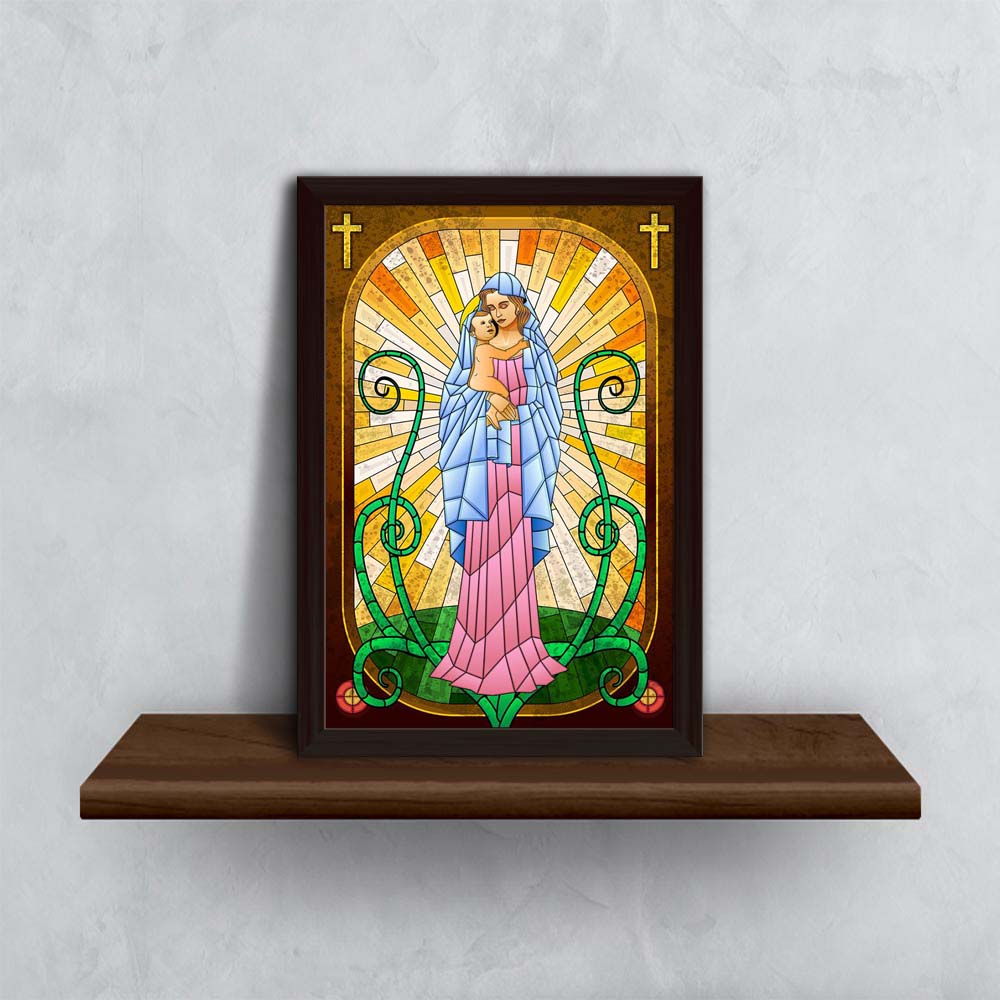 コレクション Mother Mary Framed Poster BM TRADERS Mother Mary With Jesus Silver Zari Print Photo In