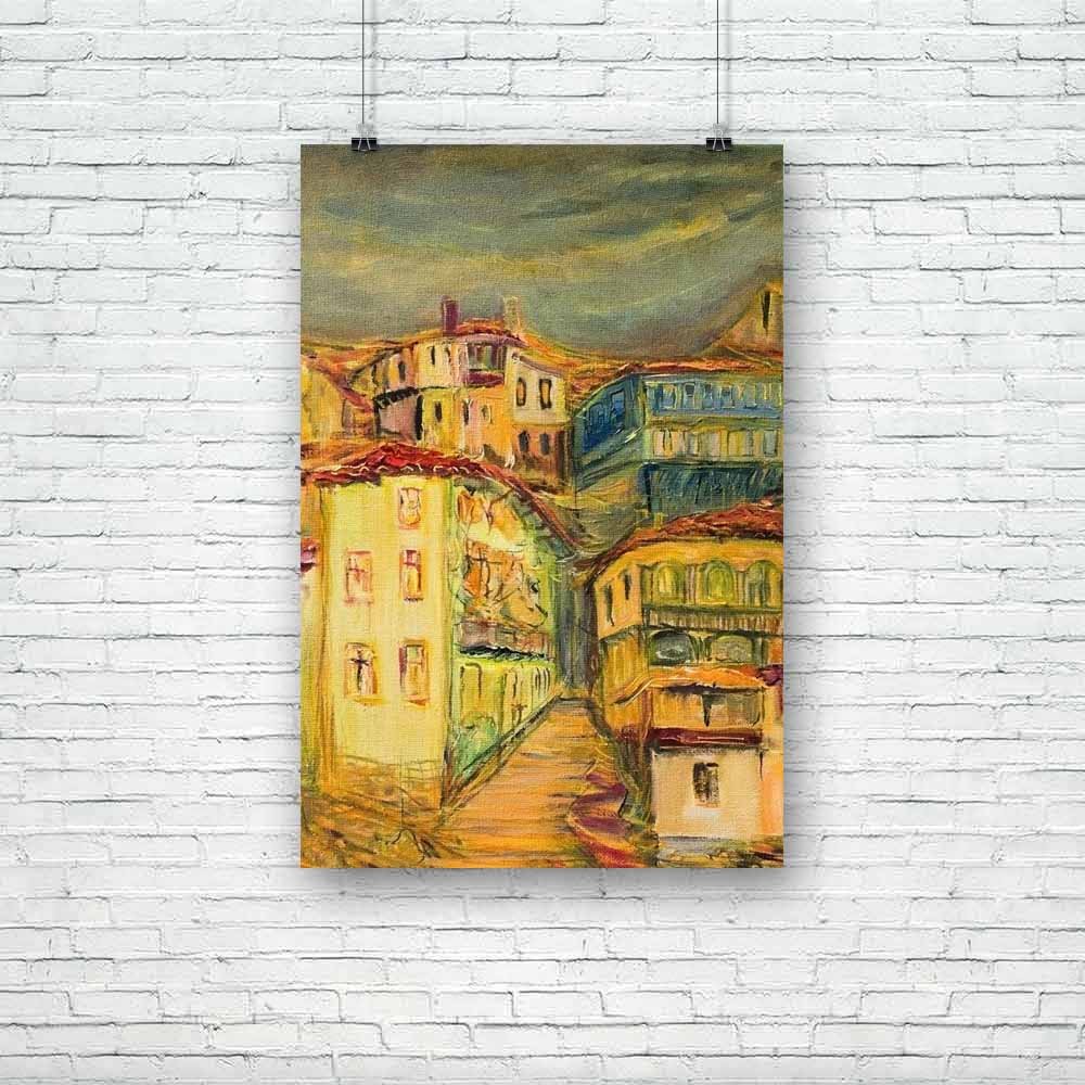 Old Vivid Village Houses Unframed Paper Poster-Paper Posters Unframed-POS_UN-IC 5002441 IC 5002441, Ancient, Architecture, Arrows, Art and Paintings, Culture, Drawing, Ethnic, Fine Art Reprint, Historical, Illustrations, Landscapes, Marble and Stone, Medieval, Mountains, Paintings, Retro, Rural, Scenic, Traditional, Tribal, Vintage, World Culture, old, vivid, village, houses, unframed, paper, poster, art, artistic, artwork, autumn, bright, building, canvas, clouds, colored, dark, door, exterior, fine, hill,