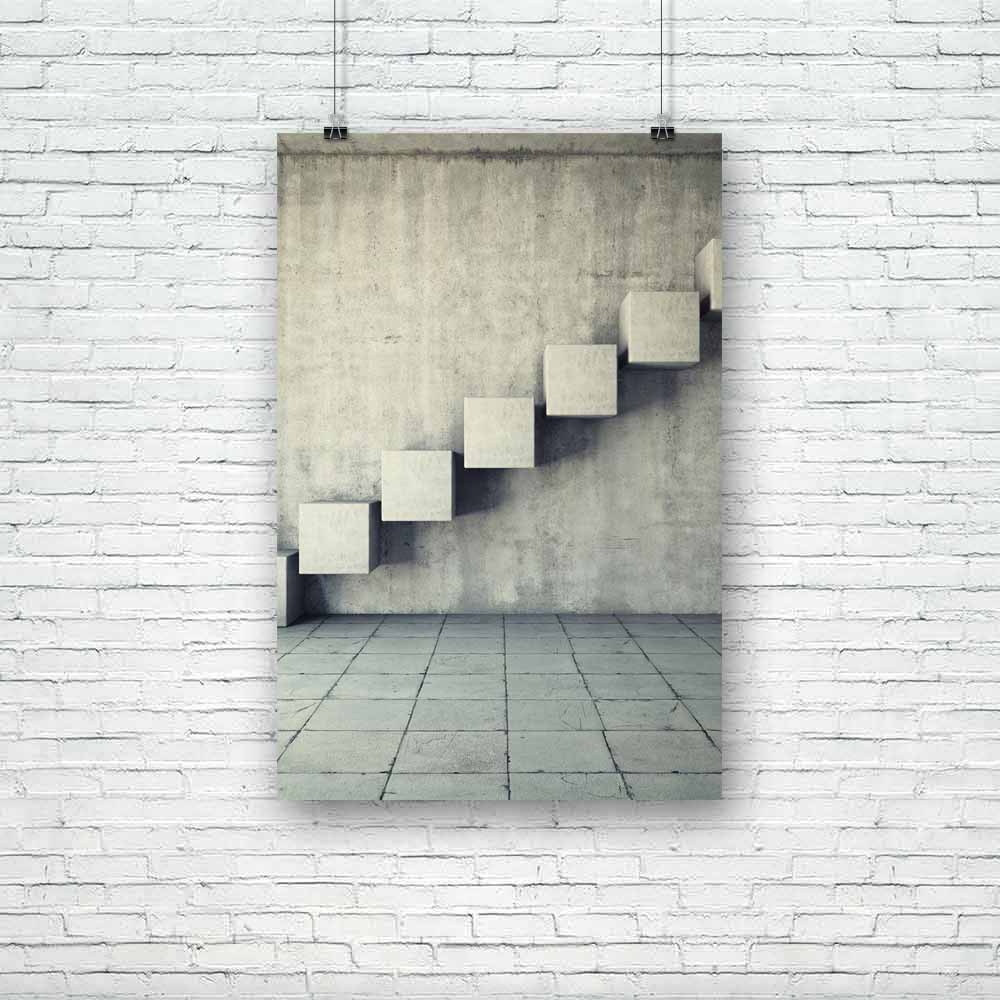 Abstract Concrete Staircase D2 Unframed Paper Poster - Paper Posters Unframed - ArtzFolio.com