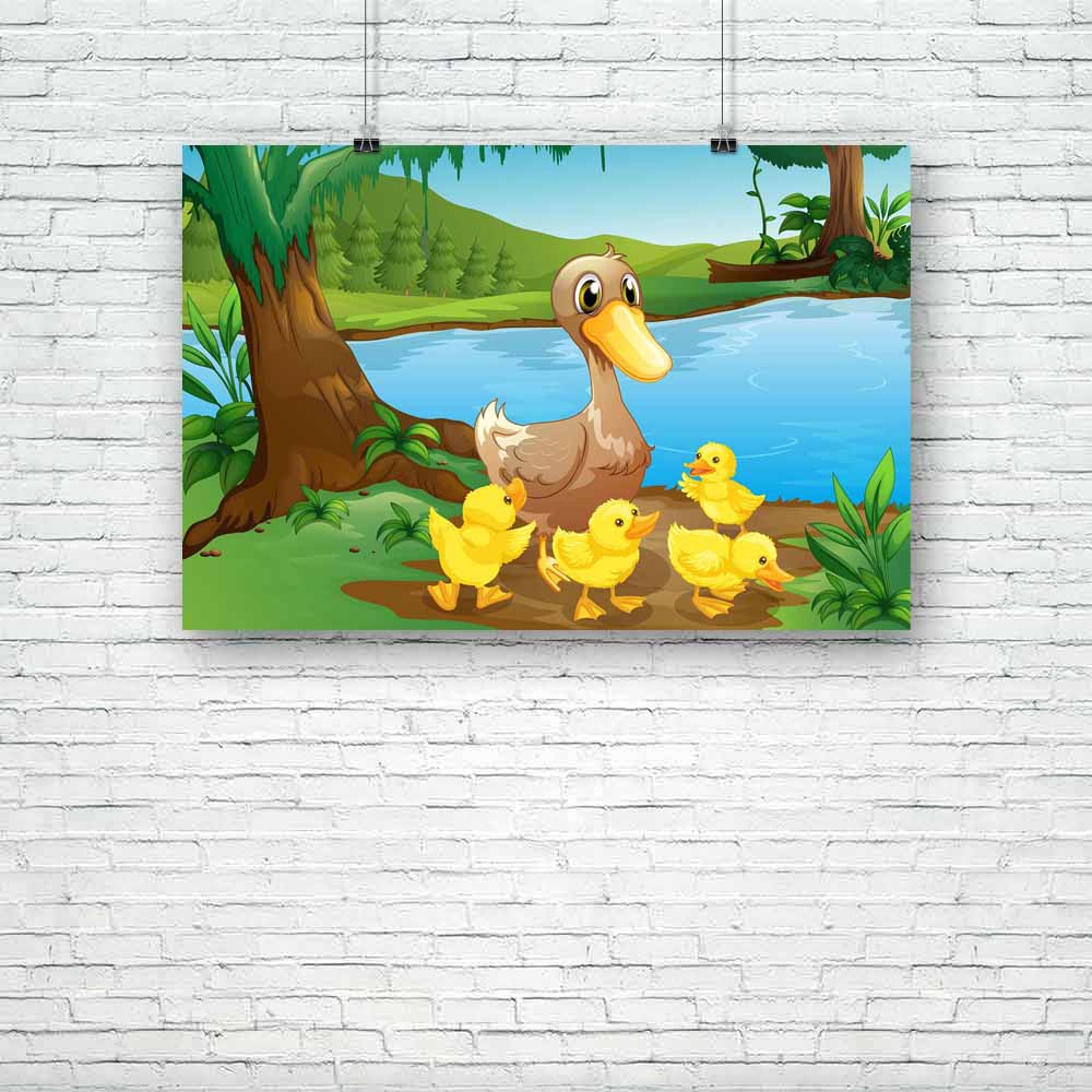 Mother Duck With Her Ducklings Unframed Paper Poster-Paper Posters Unframed-POS_UN-IC 5002470 IC 5002470, Animals, Baby, Birds, Children, Digital, Digital Art, Drawing, Graphic, Illustrations, Kids, Mountains, Nature, Pets, Scenic, Wooden, mother, duck, with, her, ducklings, unframed, paper, poster, pond, ducks, duckling, jungle, aqua, aquatic, babies, bird, blue, branches, brown, bushes, deep, forest, gift, grass, green, group, hills, hungry, illustration, image, lake, leaves, many, natural, outdoor, outsi