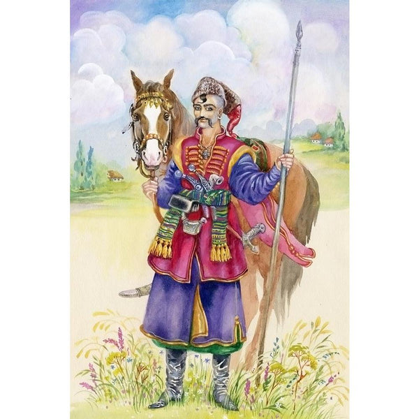 Ukrainian Cossack Horse Unframed Paper Poster-Paper Posters Unframed-POS_UN-IC 5002475 IC 5002475, Adult, Animals, Asian, Individuals, Love, Nature, Portraits, Romance, Rural, Scenic, Space, Watercolour, ukrainian, cossack, horse, unframed, paper, wall, poster, affection, attractive, beautiful, bond, camera, caring, caucasian, cheerful, color, copy, countryside, cute, denim, equestrian, equine, forties, gorgeous, handsome, kind, looking, male, mammals, man, model, one, outdoors, person, ponies, portrait, re