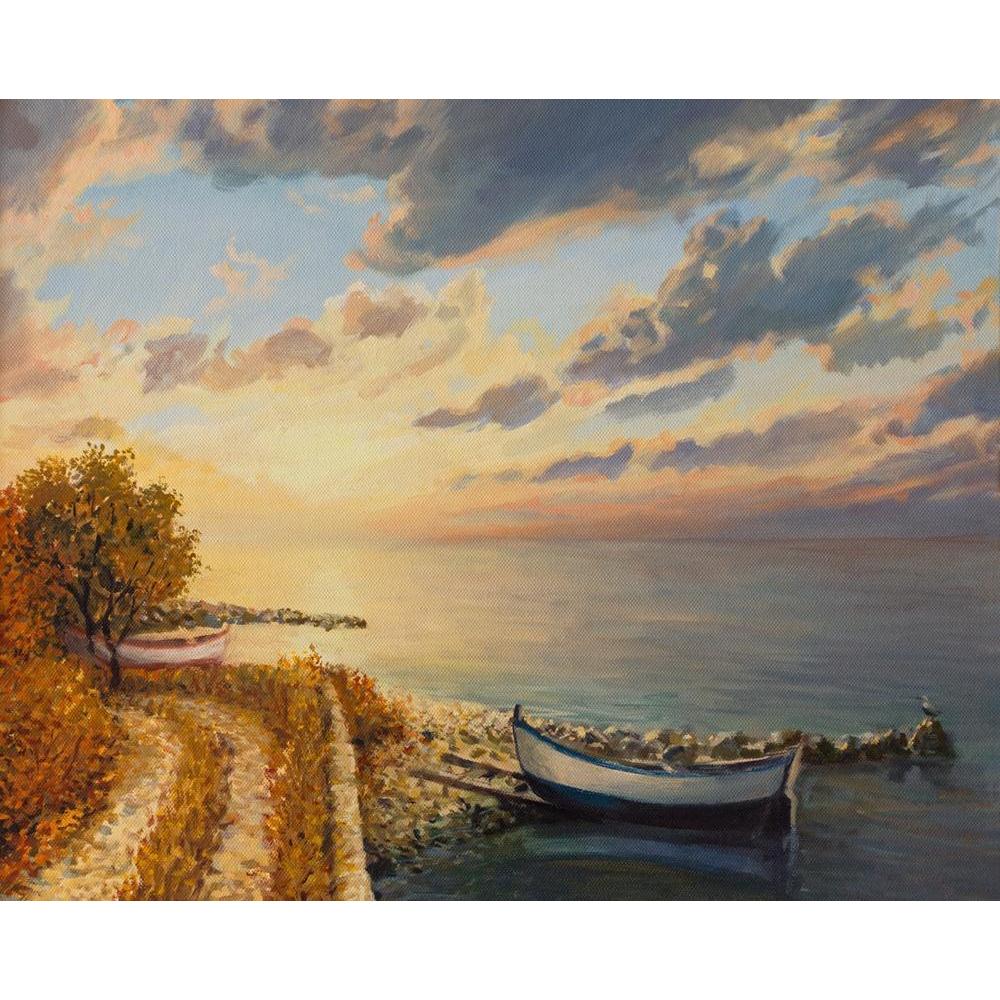 Pitaara Box Colorful Sunrise Canvas Painting Synthetic Frame-Paintings MDF Framing-PBART20726522AFF_FR_L-Image Code 5002511 Vishnu Image Folio Pvt Ltd, IC 5002511, Pitaara Box, Paintings MDF Framing, Landscapes, Photography, colorful, sunrise, canvas, painting, synthetic, frame, an, oil, romantic, sea, boat, floating, tranquil, water, surface, framed canvas print, wall painting for living room with frame, canvas painting for living room, artzfolio, poster, framed canvas painting, wall painting with frame, c