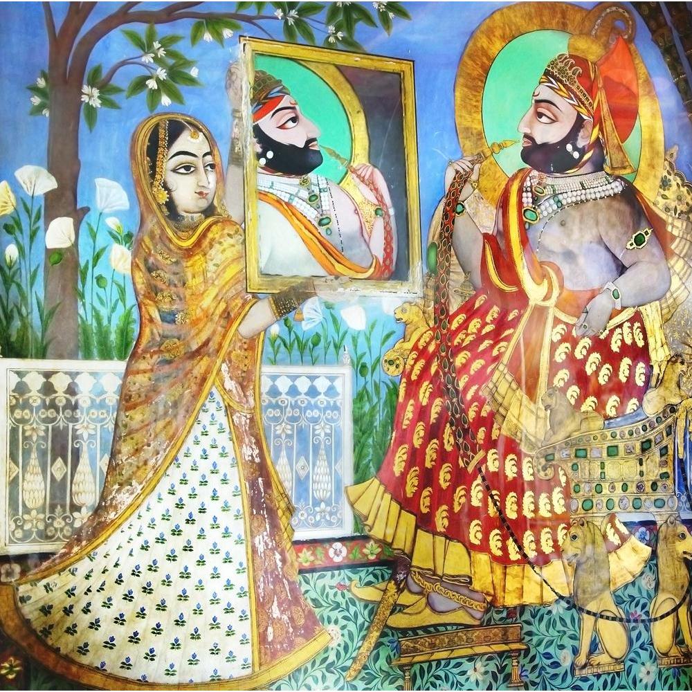 Pitaara Box The Royal King in the Palace of Udaipur India Canvas Painting Synthetic Frame-Paintings MDF Framing-PBART20778870AFF_FR_L-Image Code 5002518 Vishnu Image Folio Pvt Ltd, IC 5002518, Pitaara Box, Paintings MDF Framing, Traditional, Fine Art Reprint, the, royal, king, in, palace, of, udaipur, india, canvas, painting, synthetic, frame, fragment, decoration, framed canvas print, wall painting for living room with frame, canvas painting for living room, artzfolio, poster, framed canvas painting, wall 