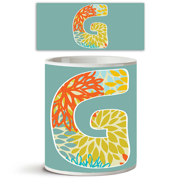 Floral Letter G Ceramic Coffee Tea Mug Inside White-Coffee Mugs-MUG-IC 5002558 IC 5002558, Abstract Expressionism, Abstracts, Alphabets, Black, Black and White, Calligraphy, Circle, Digital, Digital Art, Geometric, Geometric Abstraction, Graphic, Icons, Illustrations, Modern Art, Semi Abstract, Signs, Signs and Symbols, Stripes, Symbols, Text, Typography, floral, letter, g, ceramic, coffee, tea, mug, inside, white, abc, abstract, alphabet, aqua, blue, collection, curve, design, element, font, futuristic, ge